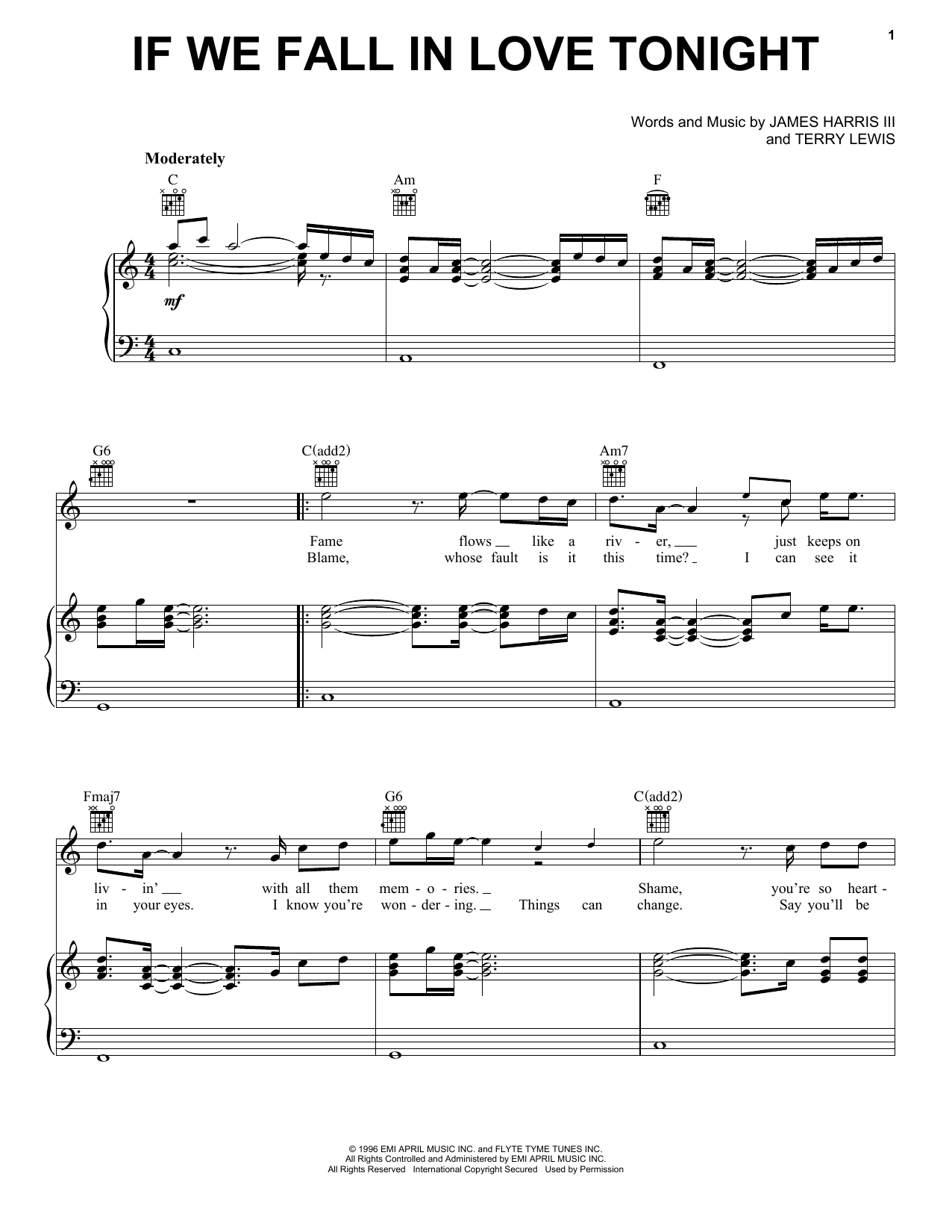 Rod Stewart If We Fall In Love Tonight Sheet Music Notes & Chords for Piano, Vocal & Guitar (Right-Hand Melody) - Download or Print PDF