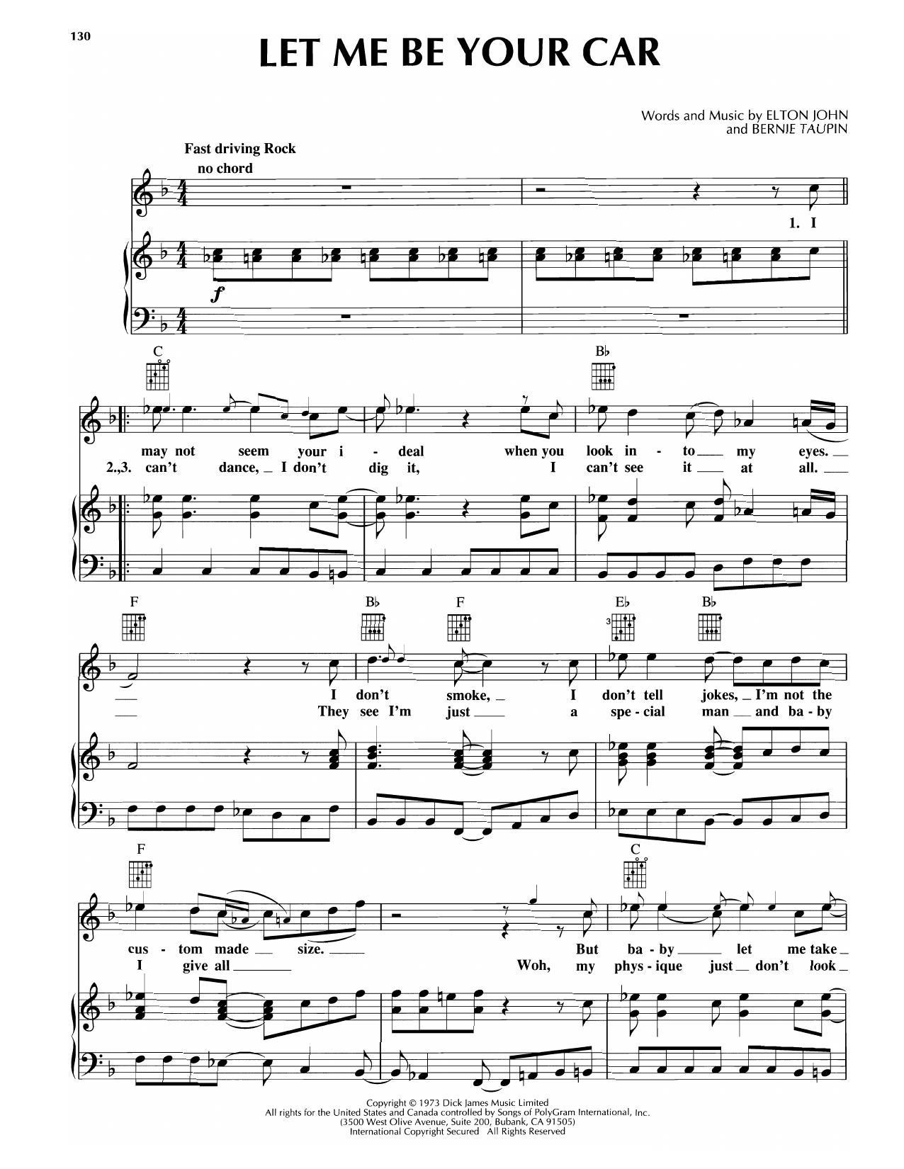 Rod Stewart Let Me Be Your Car Sheet Music Notes & Chords for Piano, Vocal & Guitar Chords (Right-Hand Melody) - Download or Print PDF