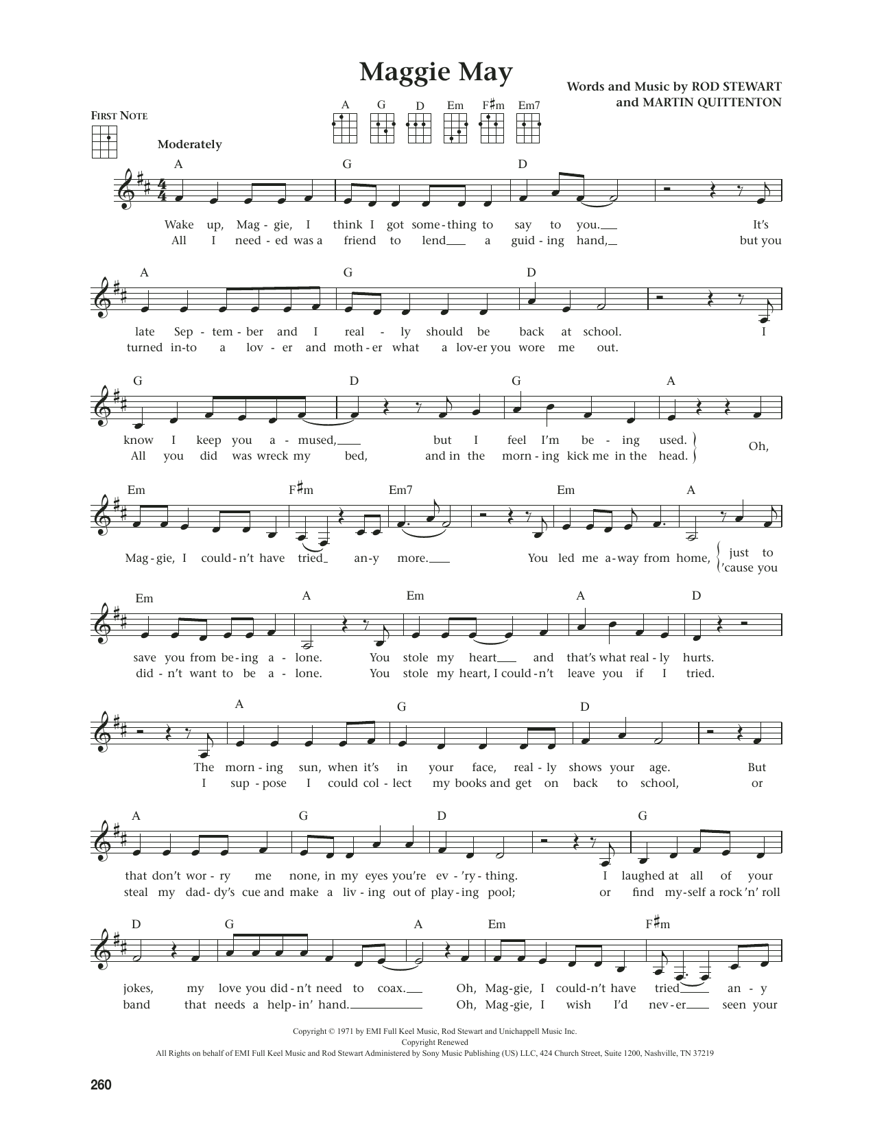 Rod Stewart Maggie May (from The Daily Ukulele) (arr. Jim Beloff) Sheet Music Notes & Chords for Ukulele - Download or Print PDF