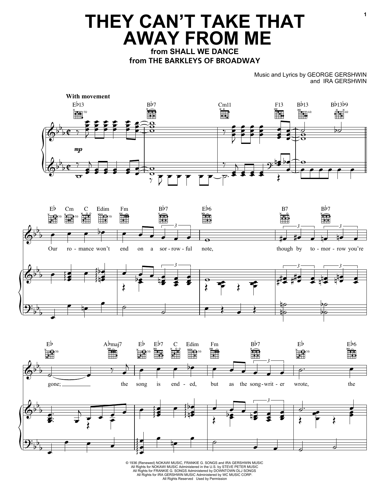 Rod Stewart They Can't Take That Away From Me Sheet Music Notes & Chords for Piano, Vocal & Guitar (Right-Hand Melody) - Download or Print PDF