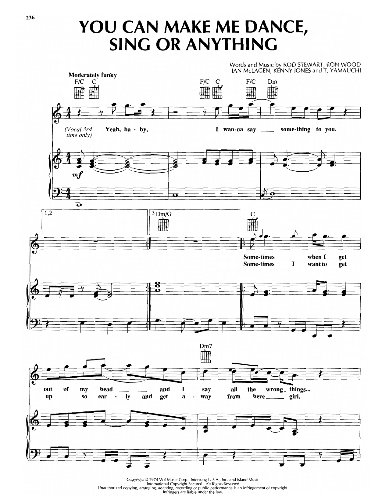 Rod Stewart You Can Make Me Dance, Sing Or Anything Sheet Music Notes & Chords for Piano, Vocal & Guitar Chords (Right-Hand Melody) - Download or Print PDF