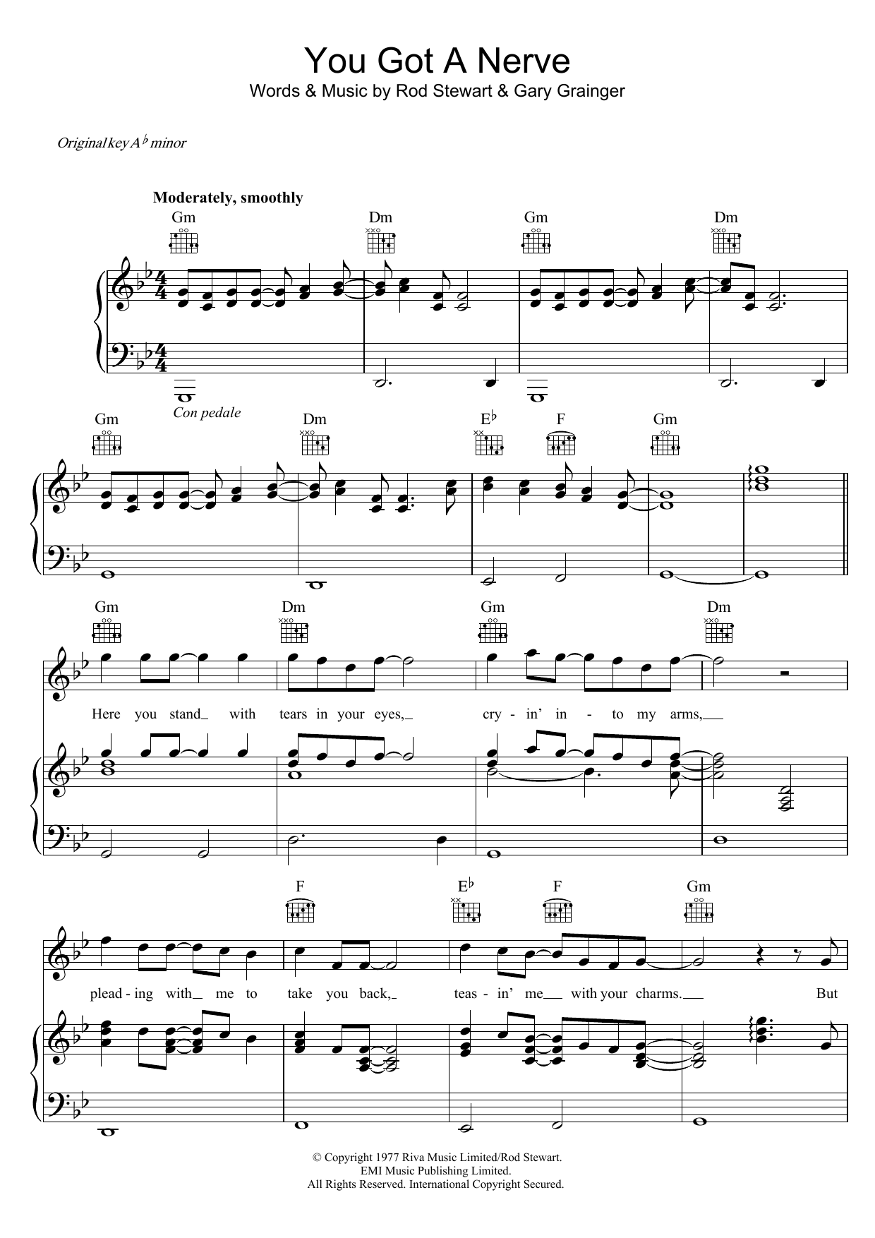 Rod Stewart You Got A Nerve Sheet Music Notes & Chords for Piano, Vocal & Guitar (Right-Hand Melody) - Download or Print PDF