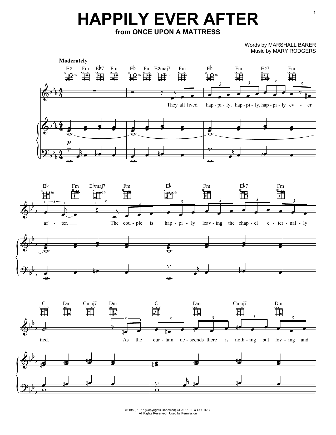 Rodgers & Barer Happily Ever After Sheet Music Notes & Chords for Piano, Vocal & Guitar (Right-Hand Melody) - Download or Print PDF