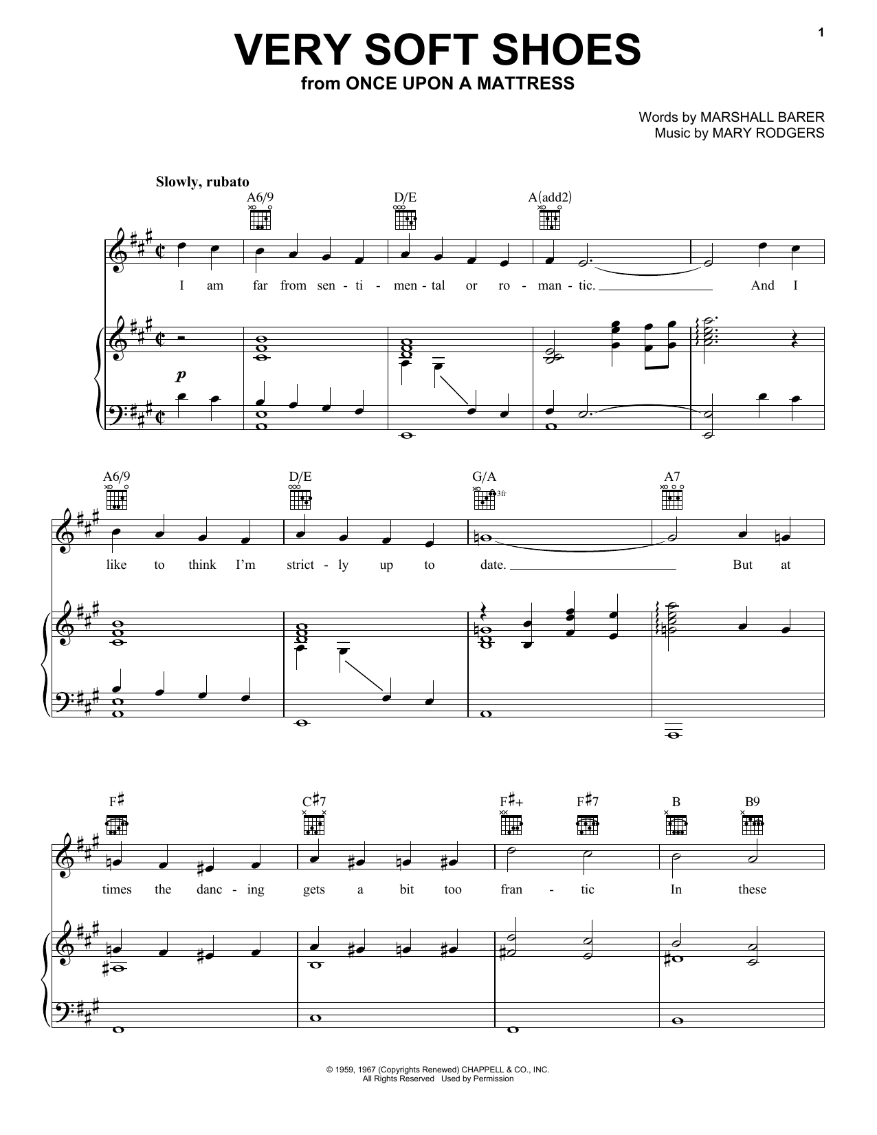 Rodgers & Barer Very Soft Shoes Sheet Music Notes & Chords for Piano, Vocal & Guitar (Right-Hand Melody) - Download or Print PDF