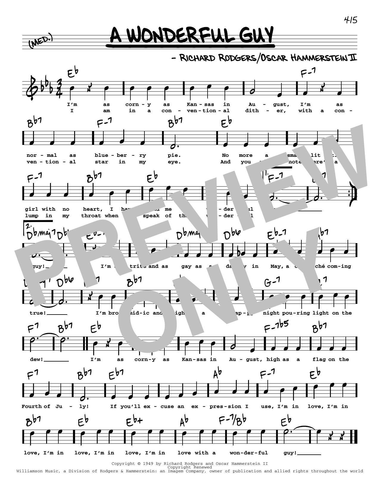 Rodgers & Hammerstein A Wonderful Guy (High Voice) (from South Pacific) Sheet Music Notes & Chords for Real Book – Melody, Lyrics & Chords - Download or Print PDF