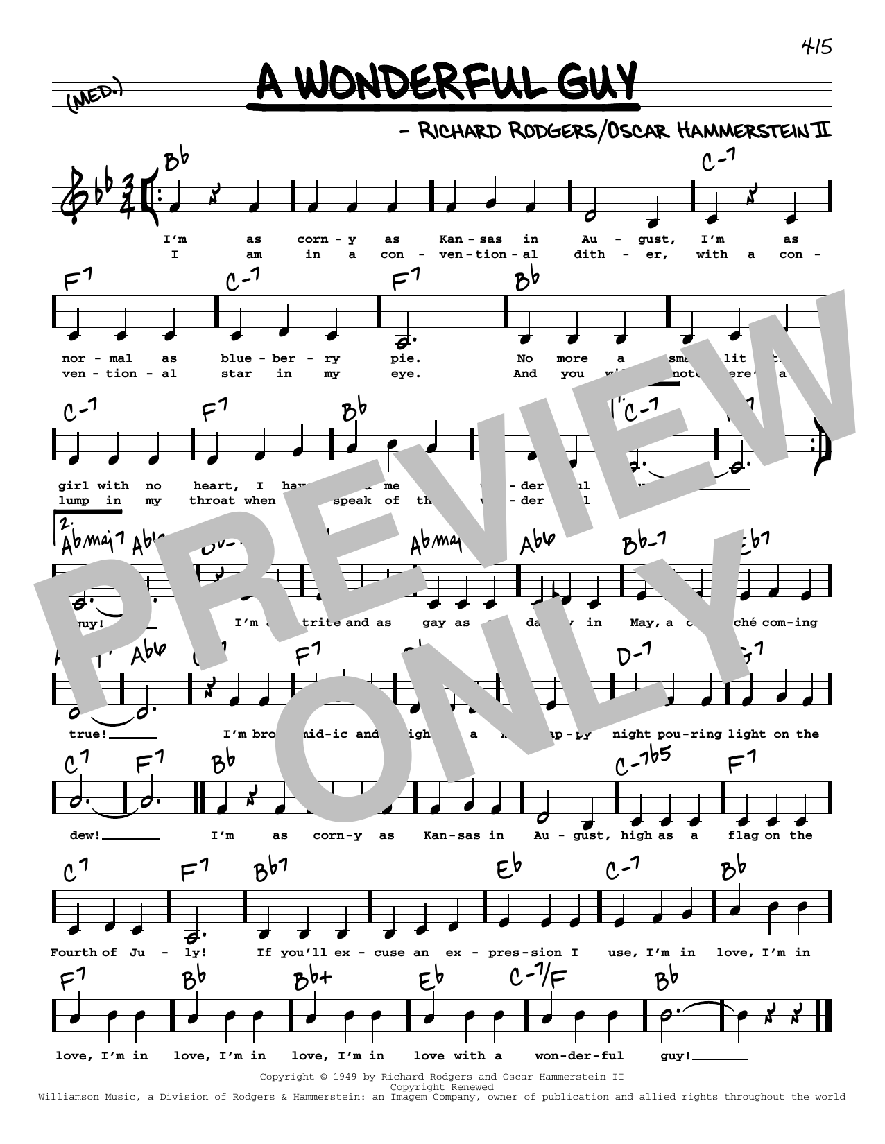 Rodgers & Hammerstein A Wonderful Guy (Low Voice) Sheet Music Notes & Chords for Real Book – Melody, Lyrics & Chords - Download or Print PDF Rodgers & Hammerstein A Wonderful Guy (Low Voice) Sheet Music Notes & Chords for Real Book – Melody, Lyrics & Chords - Download or Print PDF