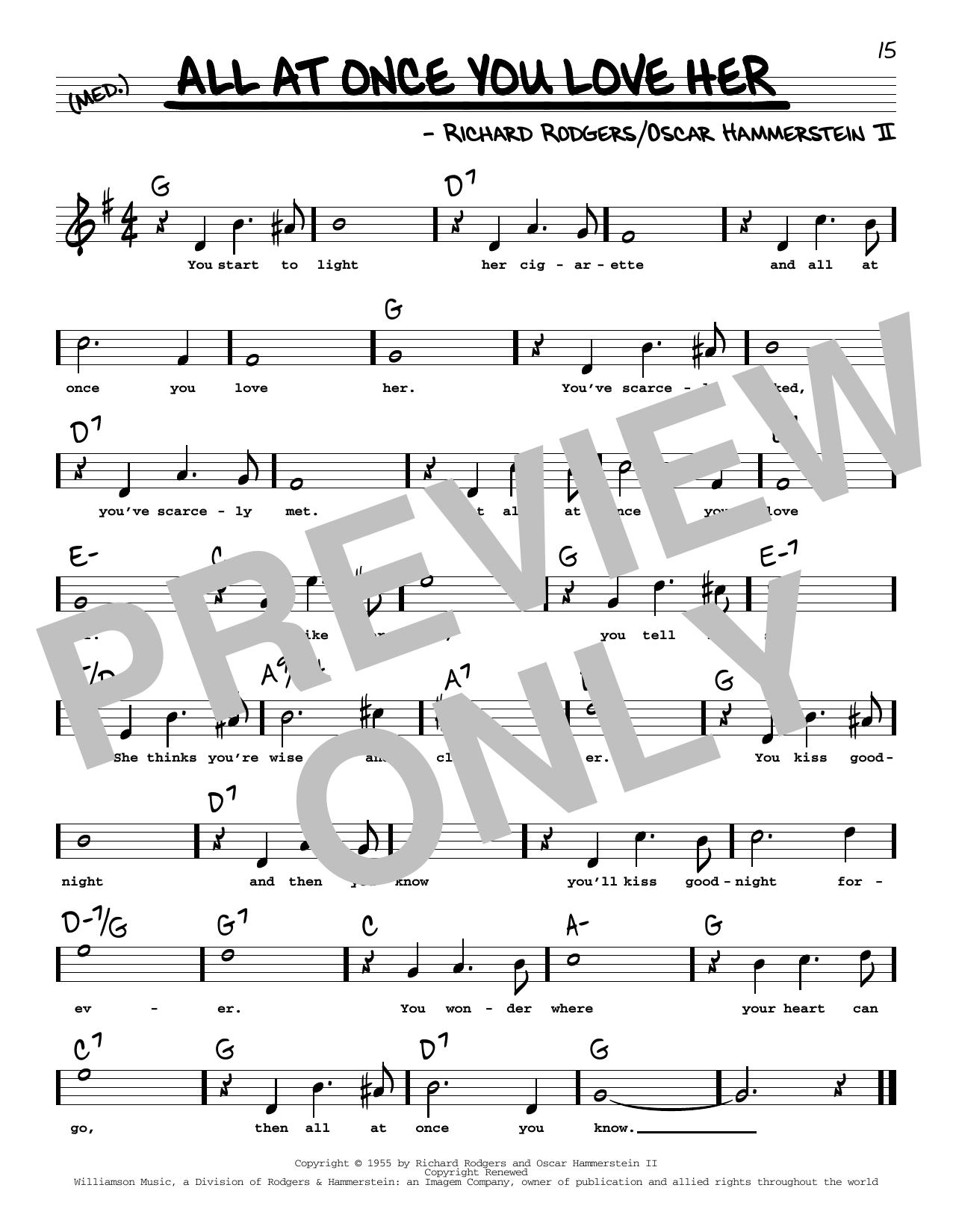 Rodgers & Hammerstein All At Once You Love Her (High Voice) Sheet Music Notes & Chords for Real Book – Melody, Lyrics & Chords - Download or Print PDF