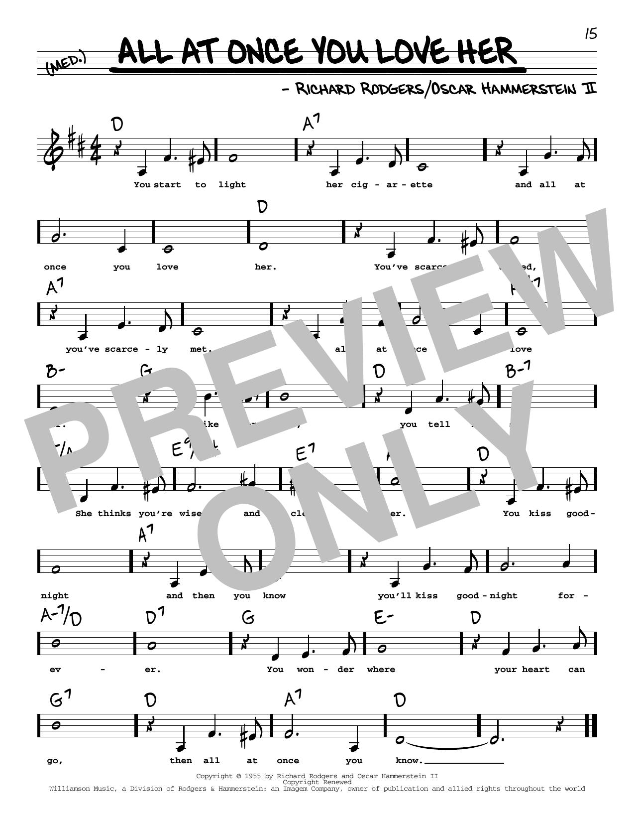 Rodgers & Hammerstein All At Once You Love Her (Low Voice) Sheet Music Notes & Chords for Real Book – Melody, Lyrics & Chords - Download or Print PDF Rodgers & Hammerstein All At Once You Love Her (Low Voice) Sheet Music Notes & Chords for Real Book – Melody, Lyrics & Chords - Download or Print PDF