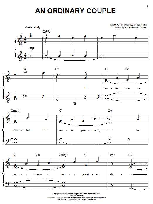 Rodgers & Hammerstein An Ordinary Couple Sheet Music Notes & Chords for Easy Piano - Download or Print PDF