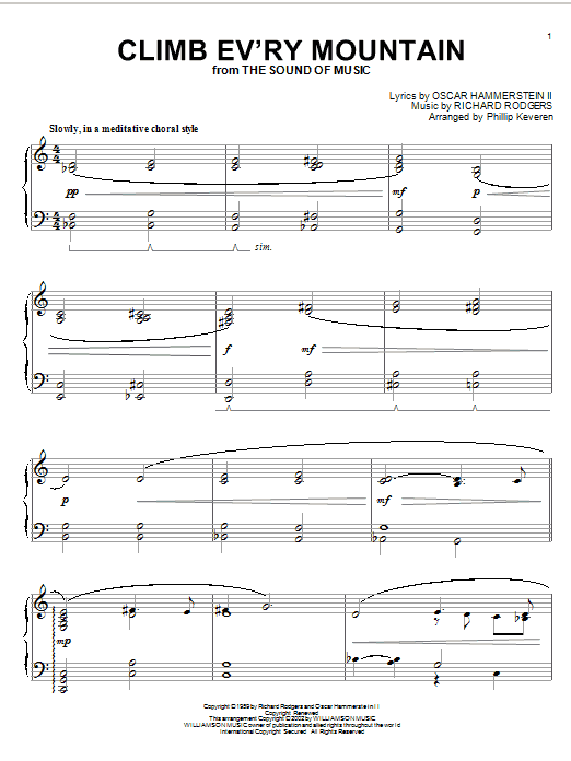 Rodgers & Hammerstein Climb Ev'ry Mountain (from The Sound of Music) Sheet Music Notes & Chords for Piano - Download or Print PDF