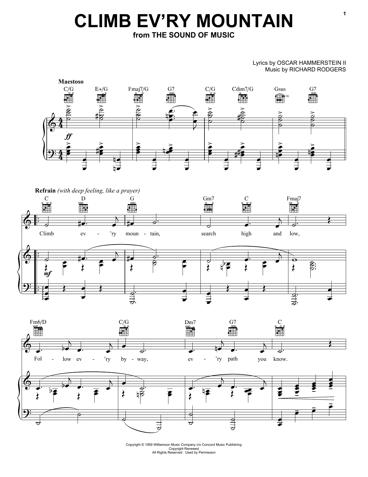 Rodgers & Hammerstein Climb Ev'ry Mountain (from The Sound of Music) Sheet Music Notes & Chords for Viola - Download or Print PDF