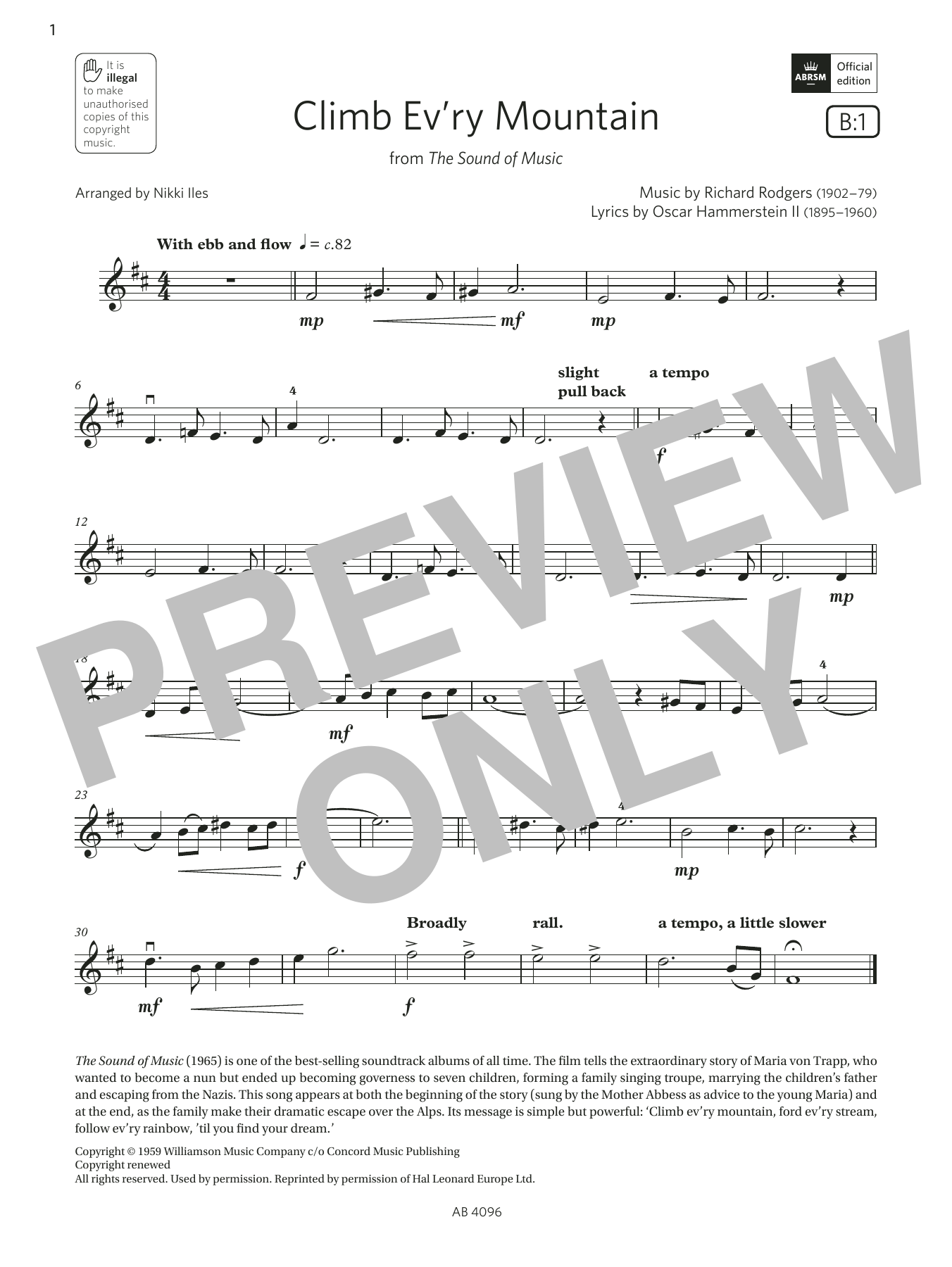 Rodgers & Hammerstein Climb Ev'ry Mountain (Grade 2, B1, from the ABRSM Violin Syllabus from 2024) Sheet Music Notes & Chords for Violin Solo - Download or Print PDF