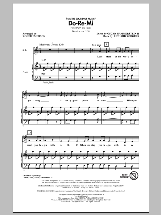 Rodgers & Hammerstein Do-Re-Mi (arr. Roger Emerson) Sheet Music Notes & Chords for 2-Part Choir - Download or Print PDF