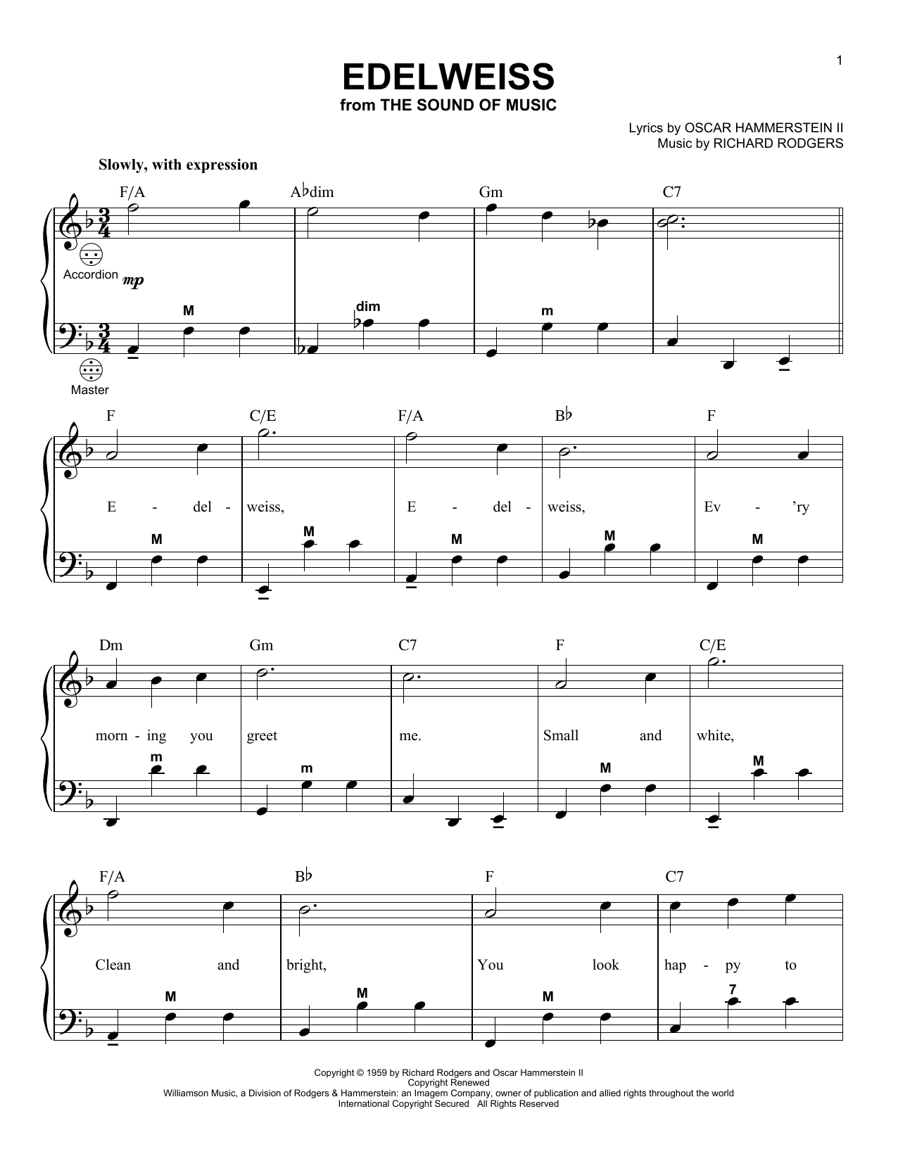 Gary Meisner Edelweiss Sheet Music Notes & Chords for Accordion - Download or Print PDF