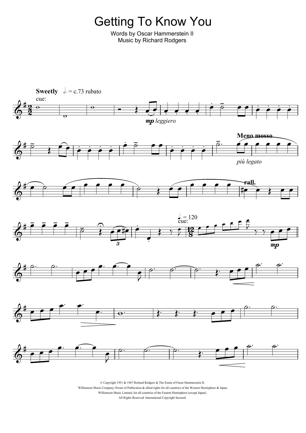 Rodgers & Hammerstein Getting To Know You (from The King And I) Sheet Music Notes & Chords for Flute - Download or Print PDF