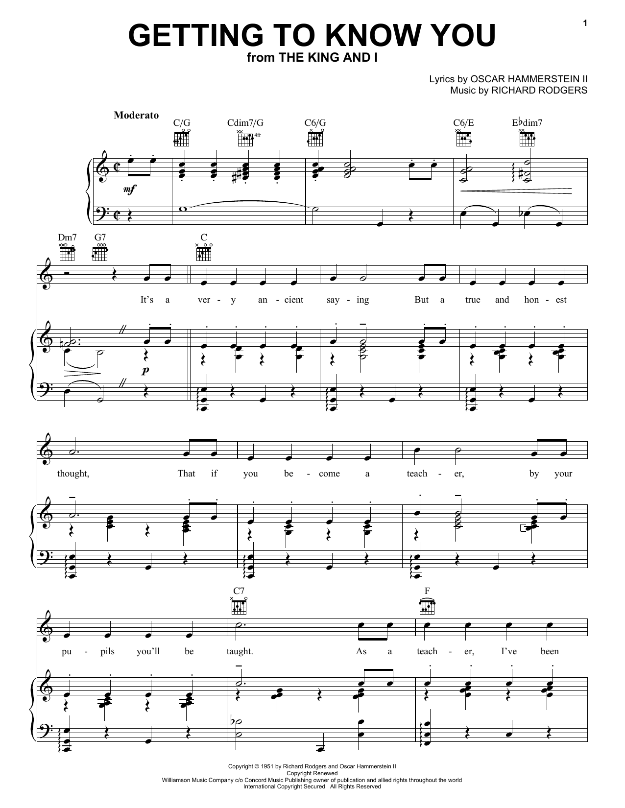 Rodgers & Hammerstein Getting To Know You Sheet Music Notes & Chords for Educational Piano - Download or Print PDF