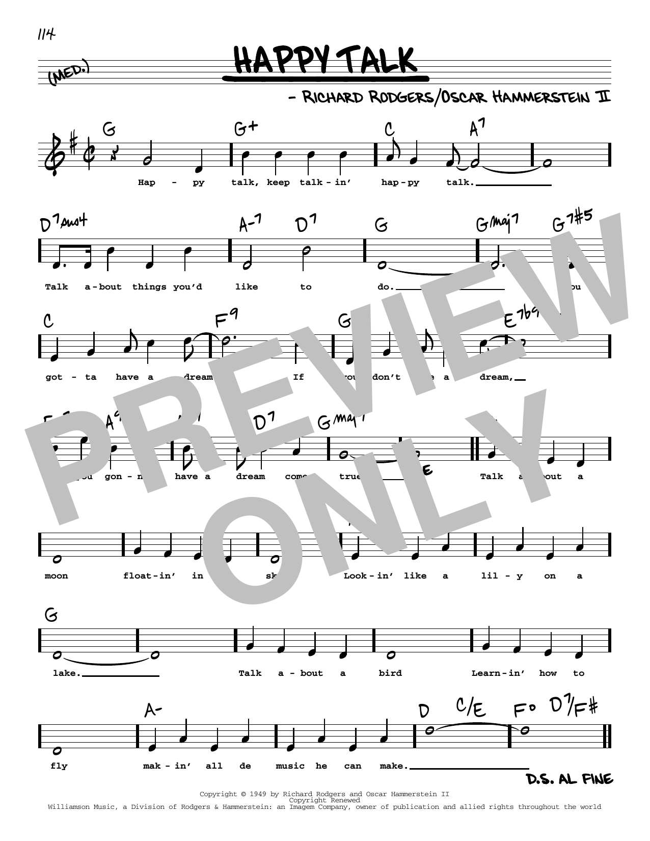 Rodgers & Hammerstein Happy Talk (High Voice) Sheet Music Notes & Chords for Real Book – Melody, Lyrics & Chords - Download or Print PDF