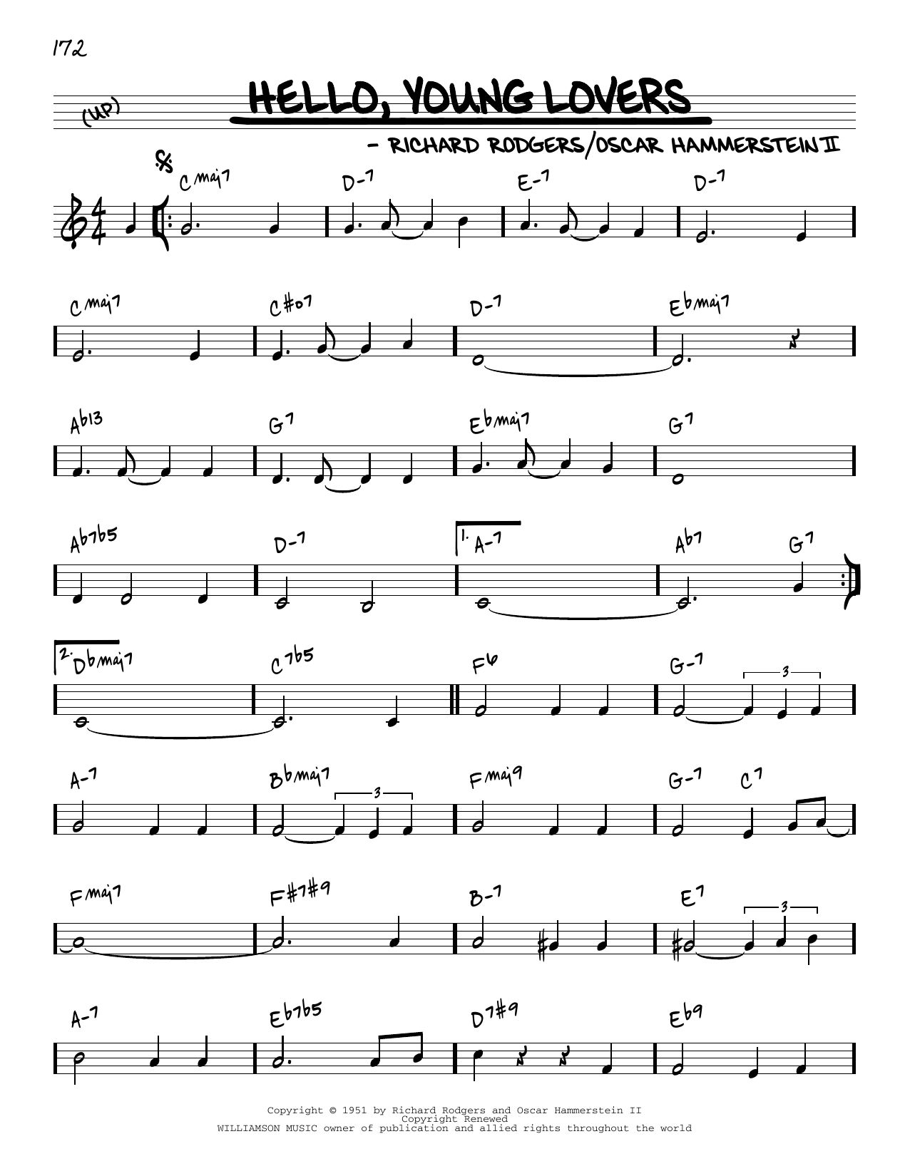 Rodgers & Hammerstein Hello, Young Lovers [Reharmonized version] (from The King And I) (arr. Jack Grassel) Sheet Music Notes & Chords for Real Book – Melody & Chords - Download or Print PDF