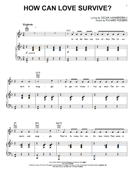 Rodgers & Hammerstein How Can Love Survive Sheet Music Notes & Chords for Piano, Vocal & Guitar (Right-Hand Melody) - Download or Print PDF Rodgers & Hammerstein How Can Love Survive Sheet Music Notes & Chords for Piano, Vocal & Guitar (Right-Hand Melody) - Download or Print PDF