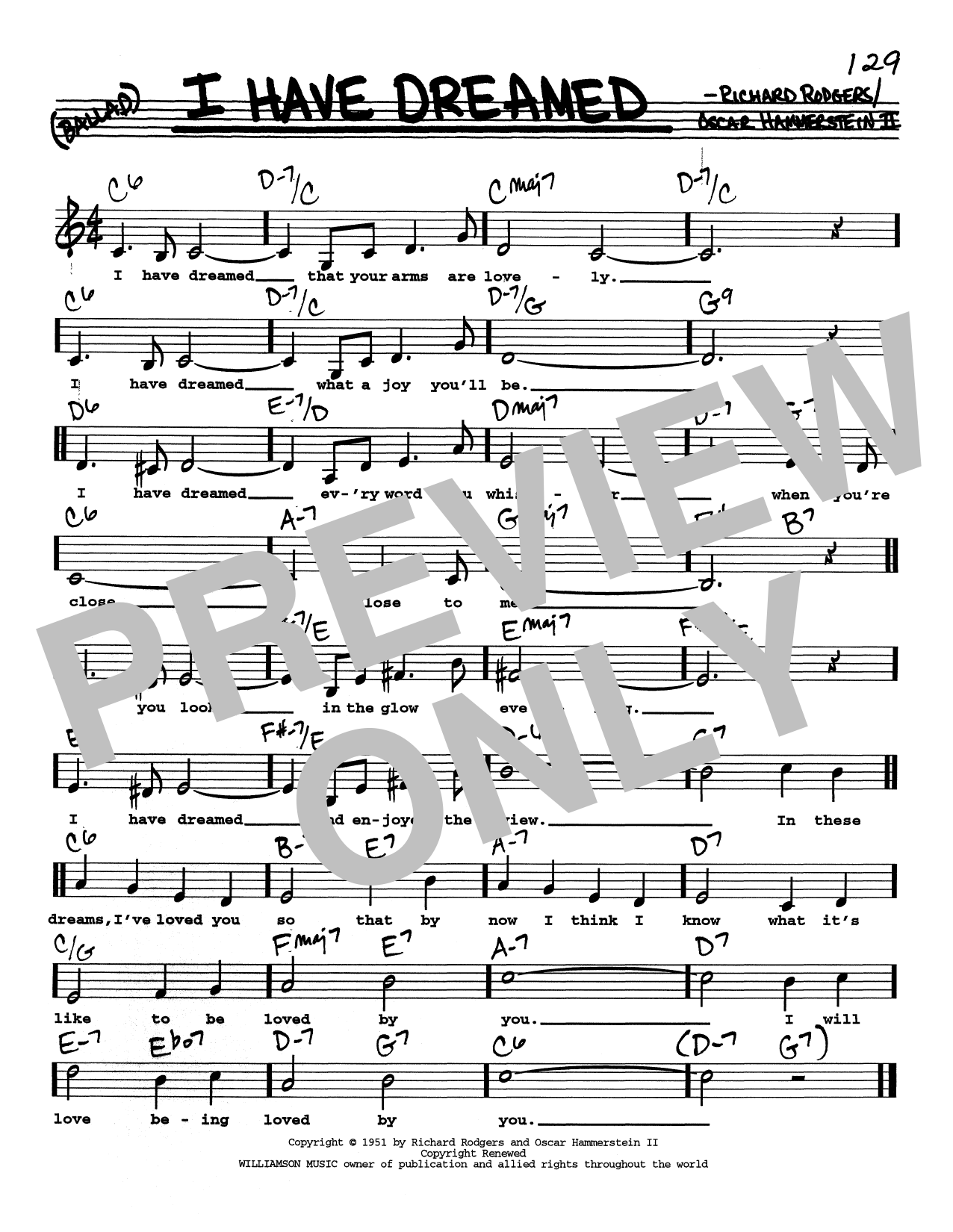 Rodgers & Hammerstein I Have Dreamed (Low Voice) Sheet Music Notes & Chords for Real Book – Melody, Lyrics & Chords - Download or Print PDF