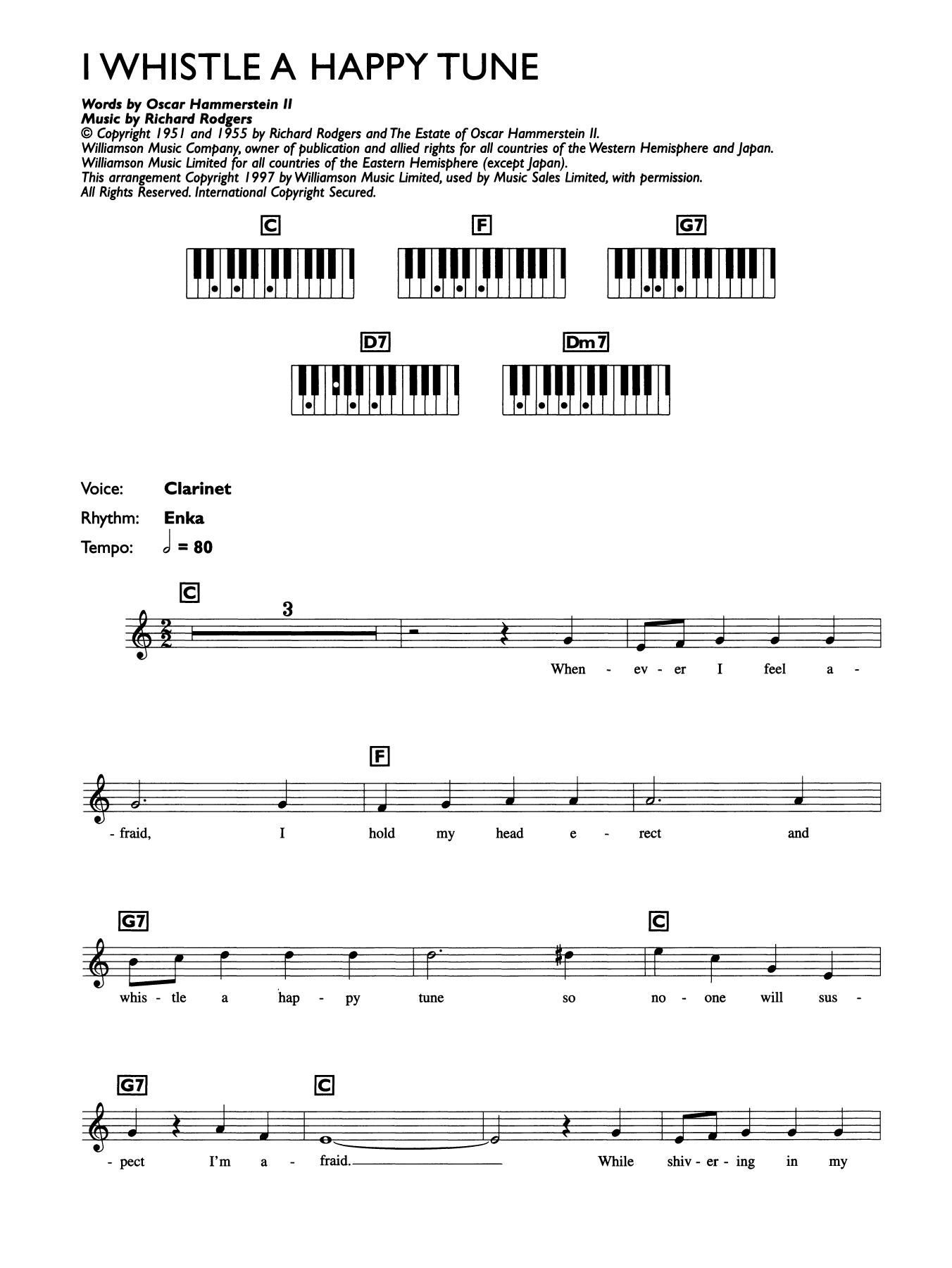 Rodgers & Hammerstein I Whistle A Happy Tune (from The King And I) Sheet Music Notes & Chords for Big Note Piano - Download or Print PDF