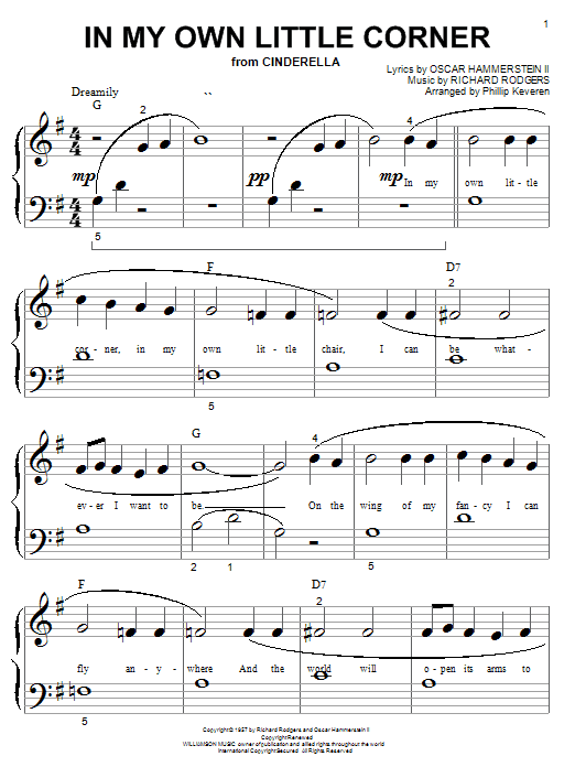 Rodgers & Hammerstein In My Own Little Corner Sheet Music Notes & Chords for Piano (Big Notes) - Download or Print PDF