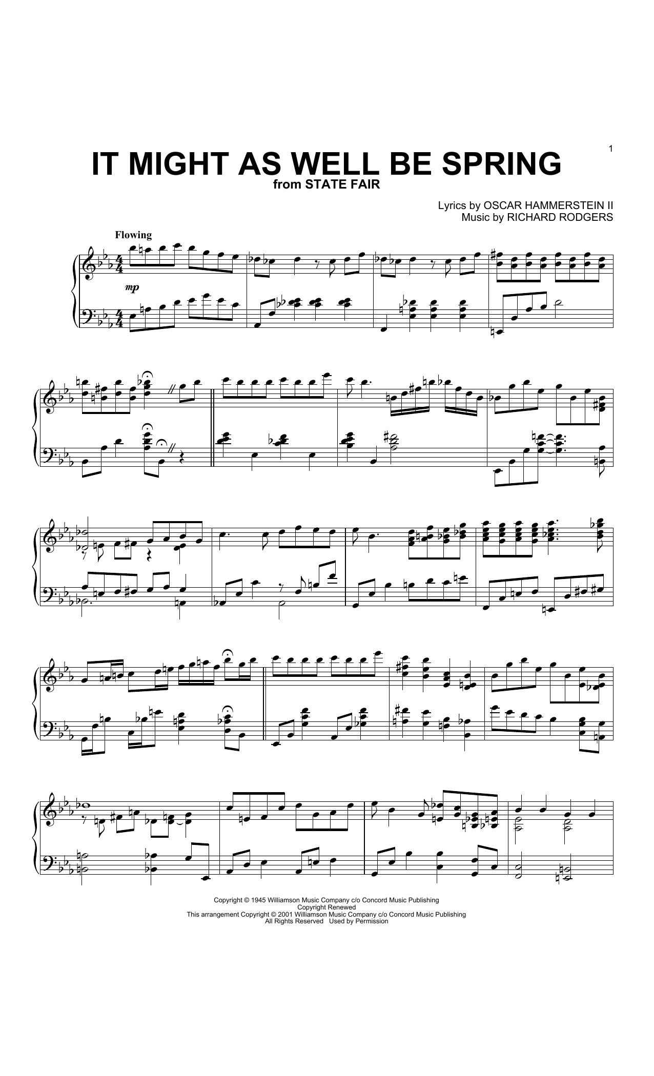 Rodgers & Hammerstein It Might As Well Be Spring (arr. Al Lerner) Sheet Music Notes & Chords for Piano Solo - Download or Print PDF