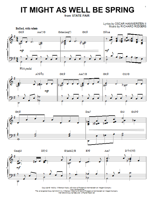 Rodgers & Hammerstein It Might As Well Be Spring [Jazz version] (arr. Brent Edstrom) Sheet Music Notes & Chords for Piano - Download or Print PDF