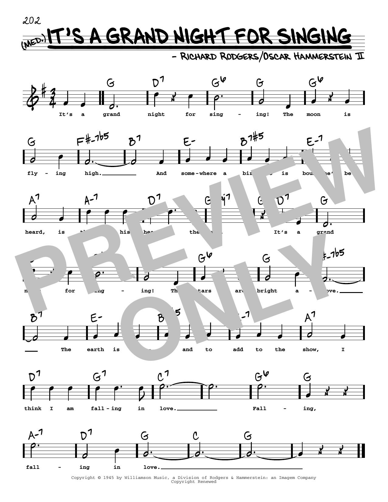 Rodgers & Hammerstein It's A Grand Night For Singing (High Voice) (from State Fair) Sheet Music Notes & Chords for Real Book – Melody, Lyrics & Chords - Download or Print PDF