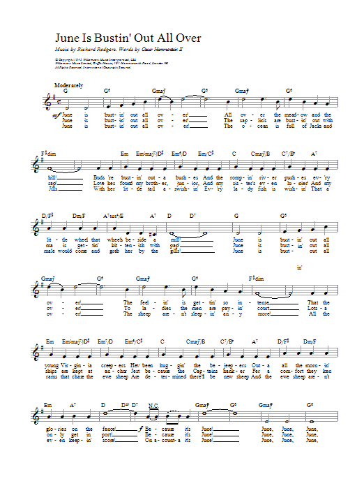 Rodgers & Hammerstein June Is Bustin' Out All Over Sheet Music Notes & Chords for Real Book – Melody & Chords - Download or Print PDF