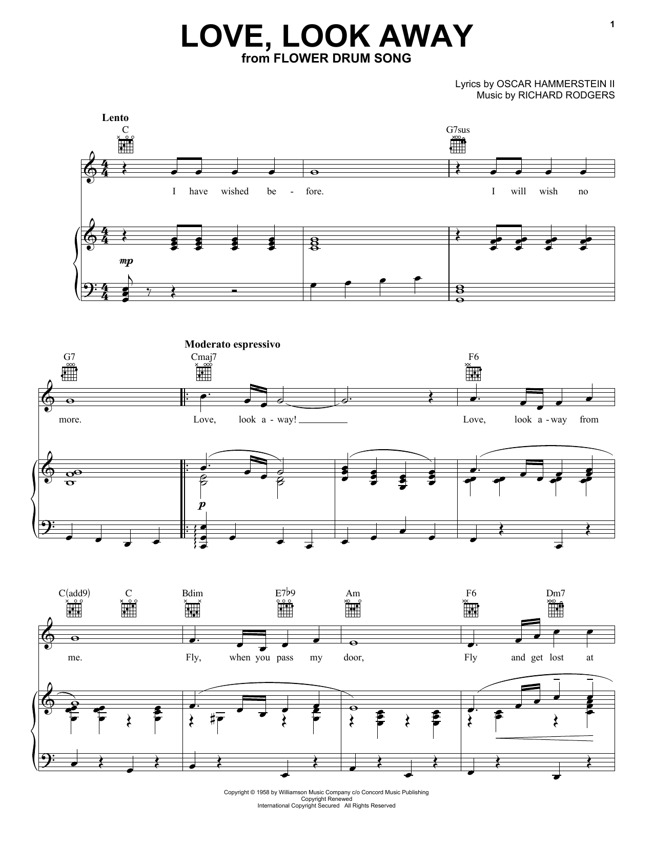Rodgers & Hammerstein Love, Look Away Sheet Music Notes & Chords for Easy Piano - Download or Print PDF