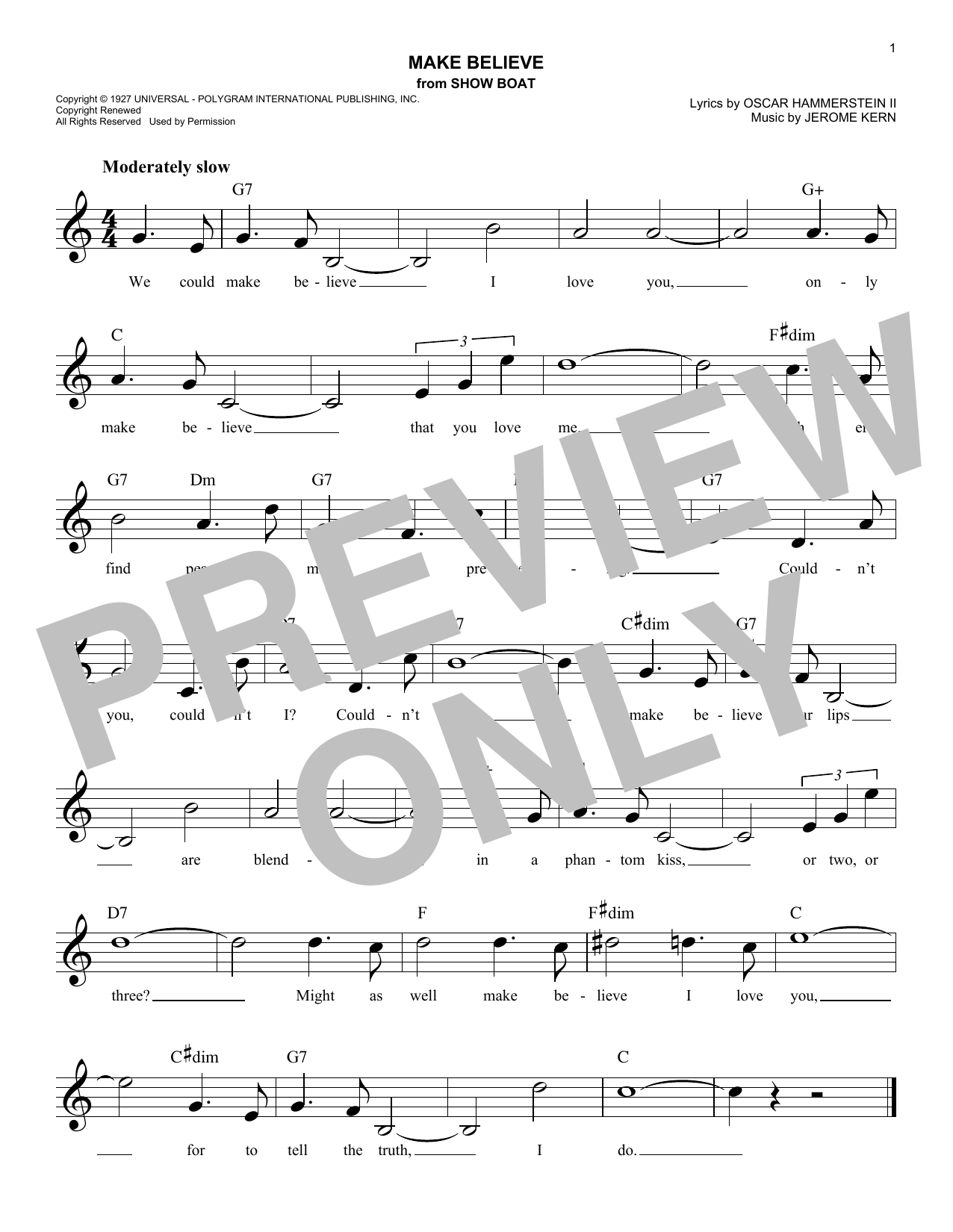 Rodgers & Hammerstein Make Believe Sheet Music Notes & Chords for Melody Line, Lyrics & Chords - Download or Print PDF