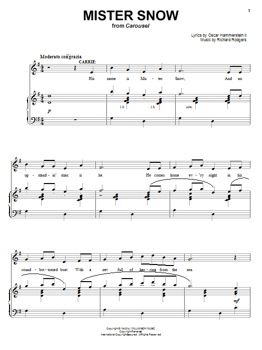 Rodgers & Hammerstein Mister Snow Sheet Music Notes & Chords for Piano, Vocal & Guitar (Right-Hand Melody) - Download or Print PDF