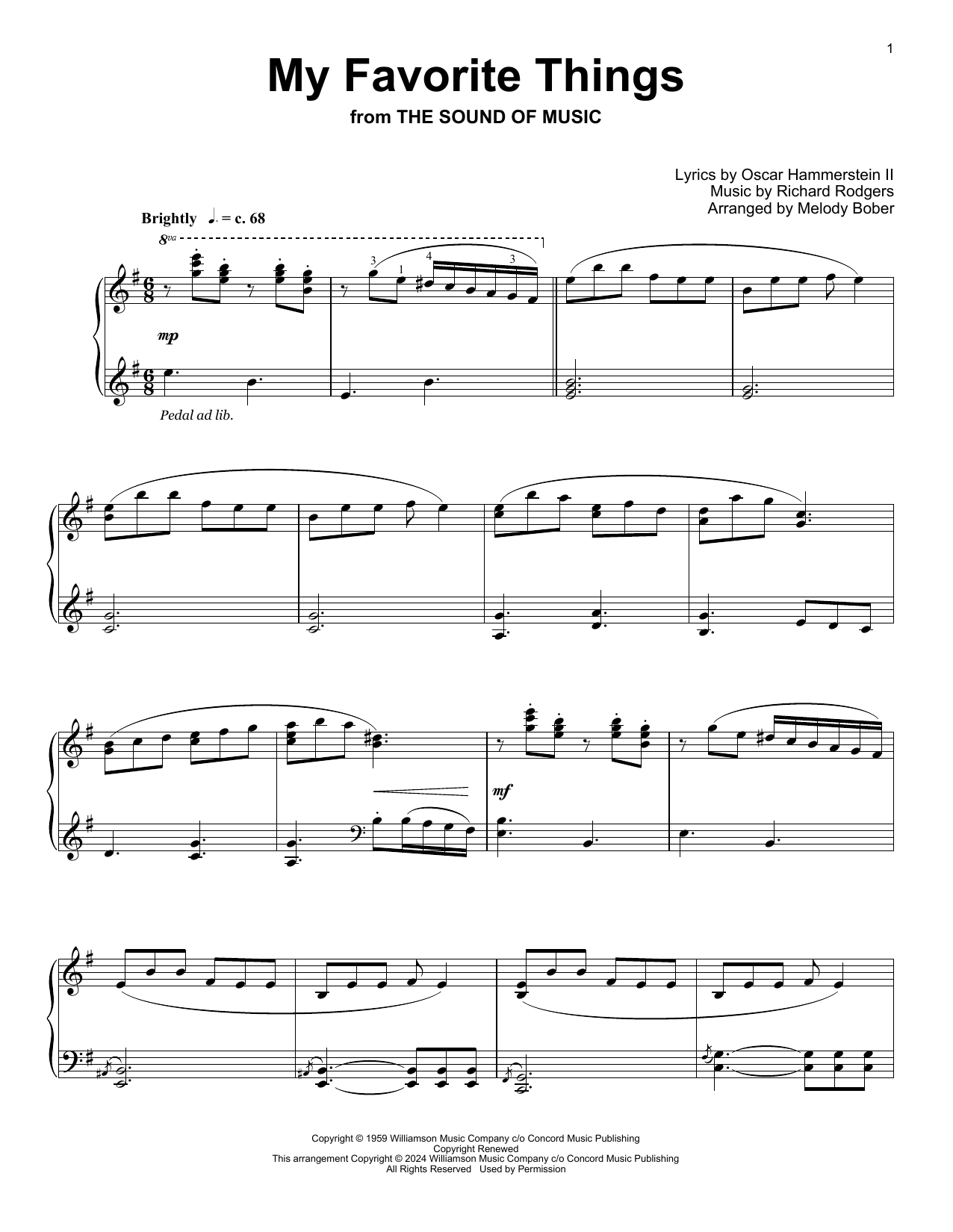 Rodgers & Hammerstein My Favorite Things (arr. Melody Bober) Sheet Music Notes & Chords for Educational Piano - Download or Print PDF