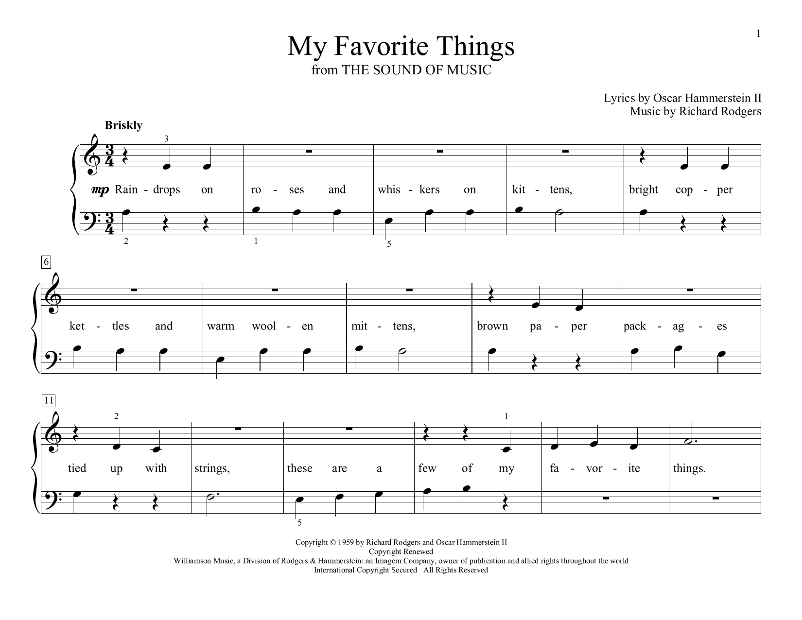 Rodgers & Hammerstein My Favorite Things (from The Sound of Music) (arr. Christopher Hussey) Sheet Music Notes & Chords for Educational Piano - Download or Print PDF