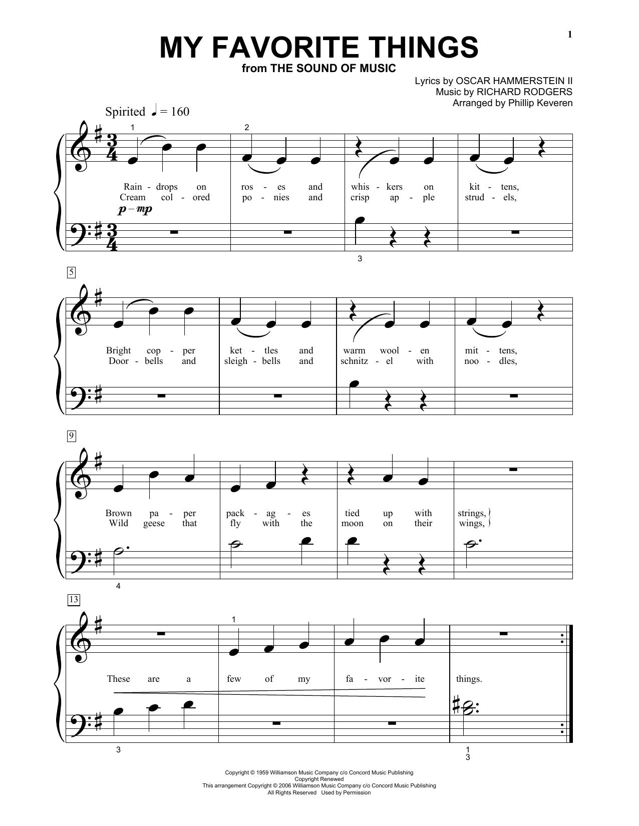 Rodgers & Hammerstein My Favorite Things (from The Sound of Music) Sheet Music Notes & Chords for Piano - Download or Print PDF