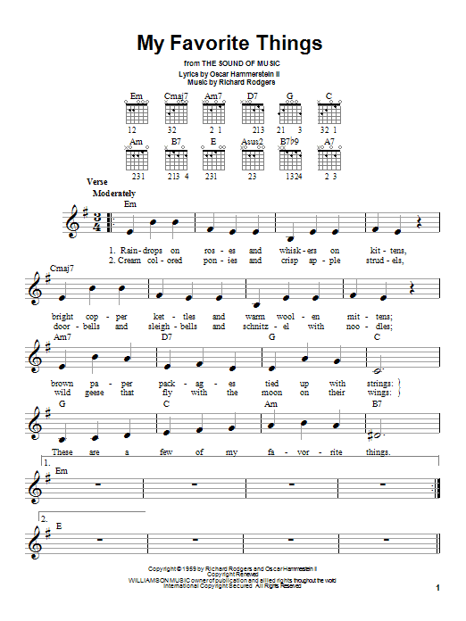 Rodgers & Hammerstein My Favorite Things (from The Sound Of Music) Sheet Music Notes & Chords for Violin - Download or Print PDF