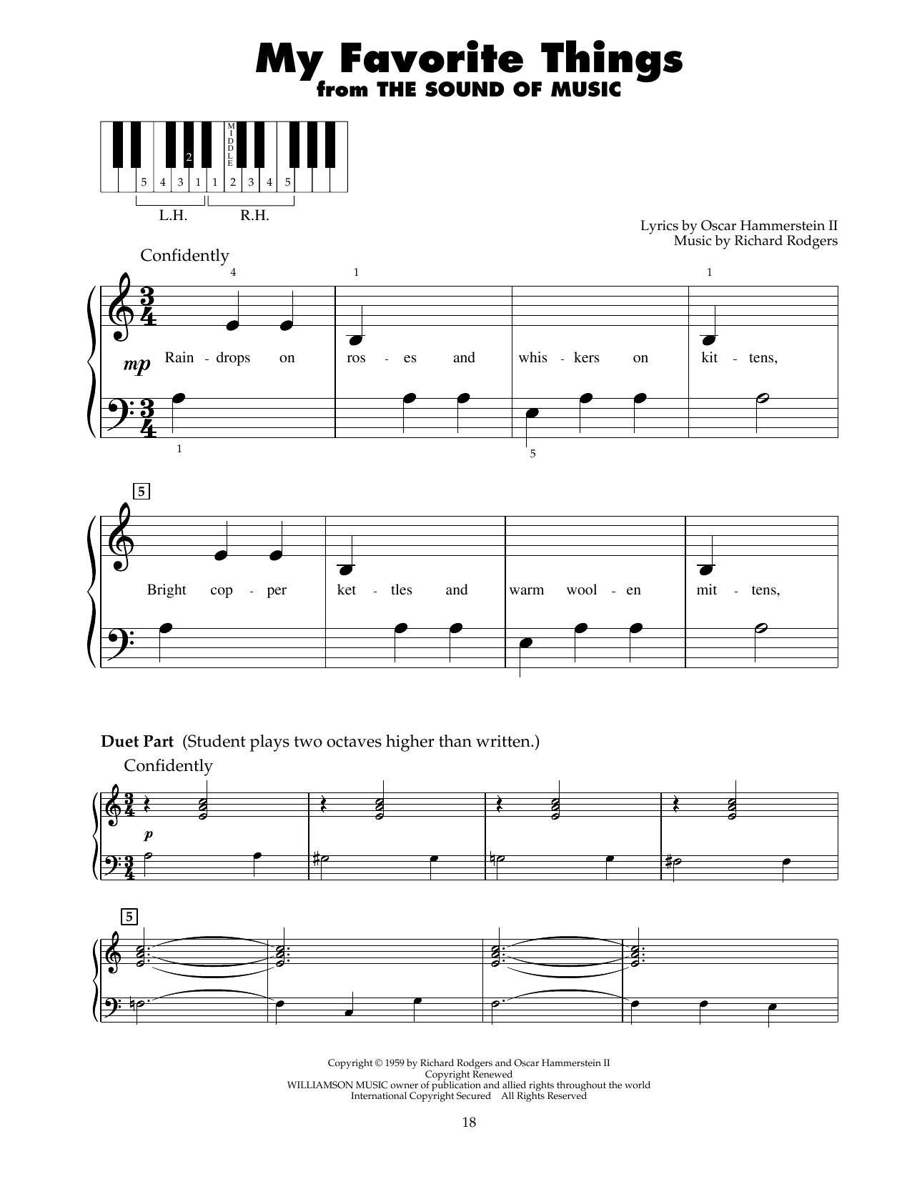 Rodgers & Hammerstein My Favorite Things (from The Sound Of Silence) Sheet Music Notes & Chords for 5-Finger Piano - Download or Print PDF