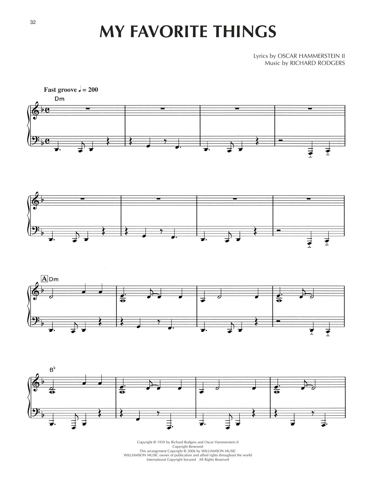Rodgers & Hammerstein My Favorite Things [Jazz version] (from The Sound Of Music) Sheet Music Notes & Chords for Piano Solo - Download or Print PDF