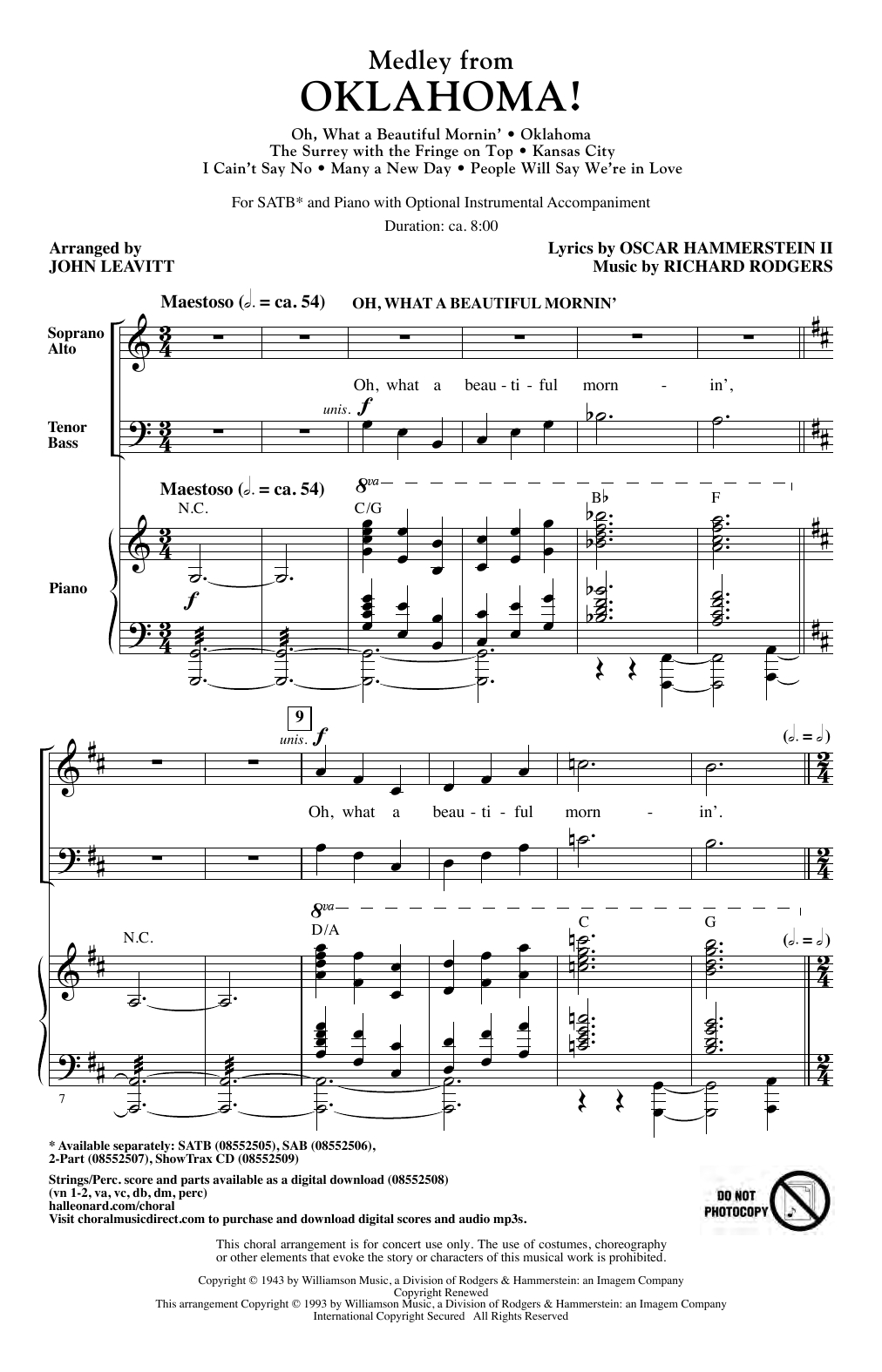 Rodgers & Hammerstein Oklahoma! (Medley) (arr. John Leavitt) Sheet Music Notes & Chords for SATB - Download or Print PDF