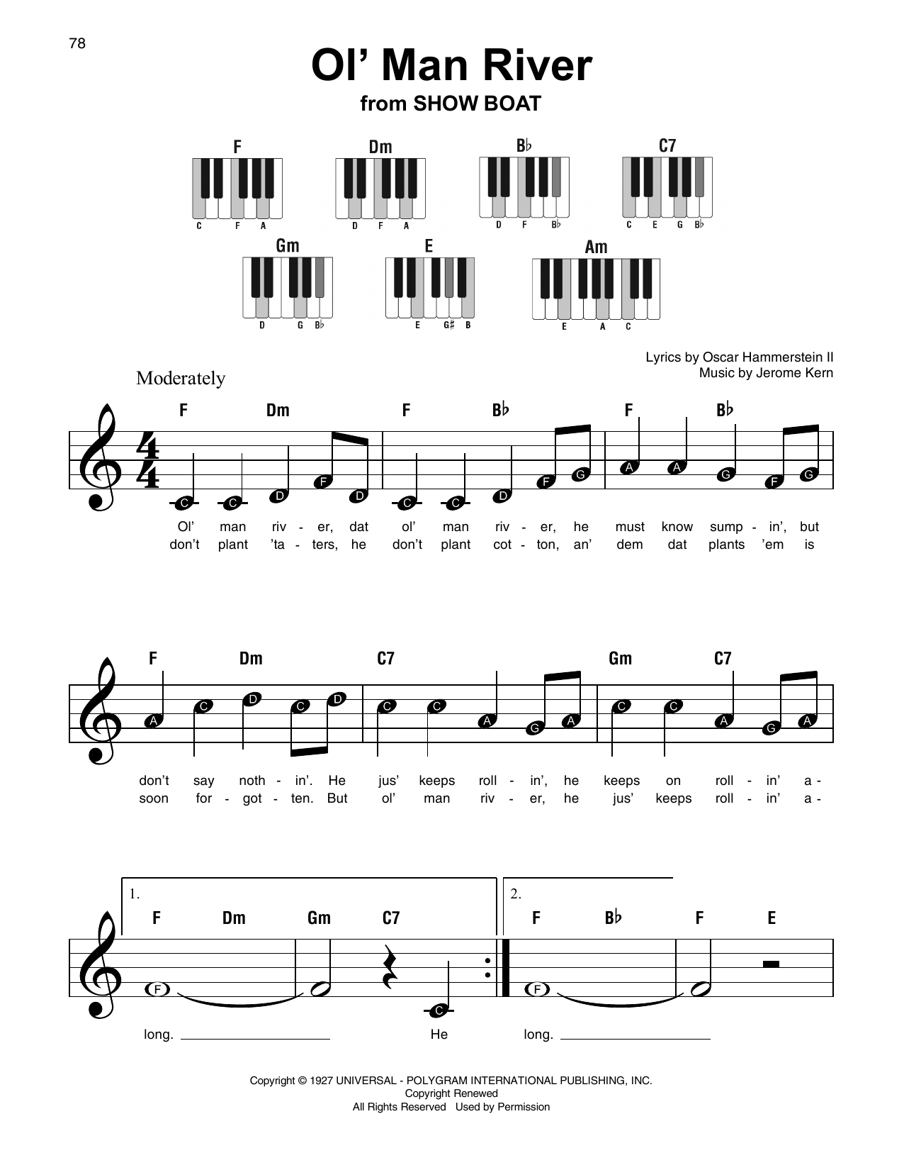 Rodgers & Hammerstein Ol' Man River Sheet Music Notes & Chords for SPREP - Download or Print PDF Rodgers & Hammerstein Ol' Man River Sheet Music Notes & Chords for SPREP - Download or Print PDF