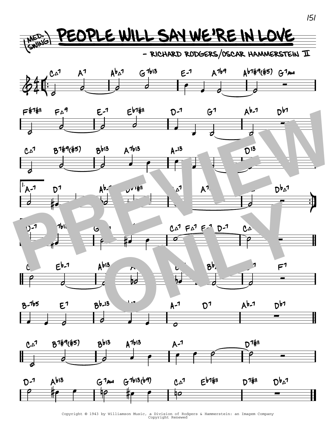 Rodgers & Hammerstein People Will Say We're In Love (from Oklahoma) (arr. David Hazeltine) Sheet Music Notes & Chords for Real Book – Enhanced Chords - Download or Print PDF