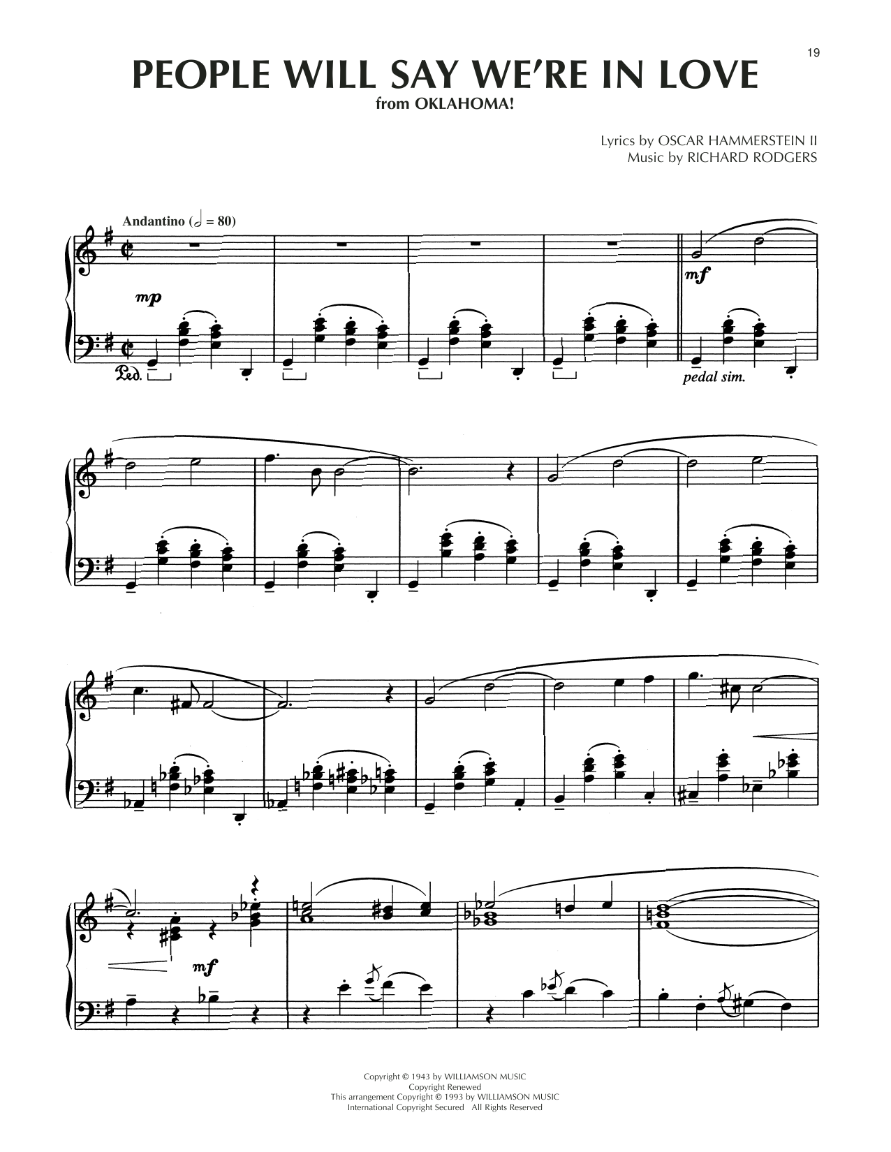 Rodgers & Hammerstein People Will Say We're In Love (from Oklahoma) (arr. Dick Hyman) Sheet Music Notes & Chords for Piano Solo - Download or Print PDF