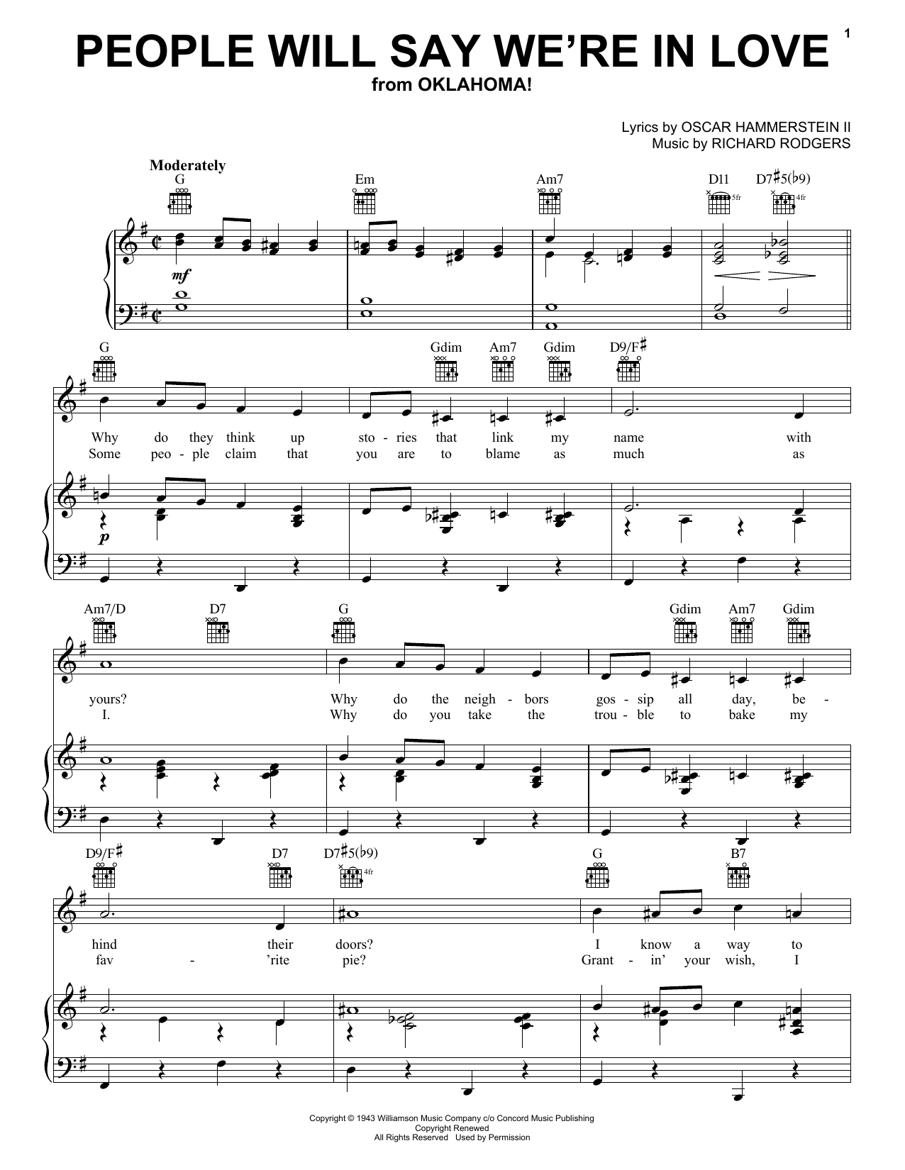 Rodgers & Hammerstein People Will Say We're In Love (from Oklahoma!) Sheet Music Notes & Chords for Piano & Vocal - Download or Print PDF