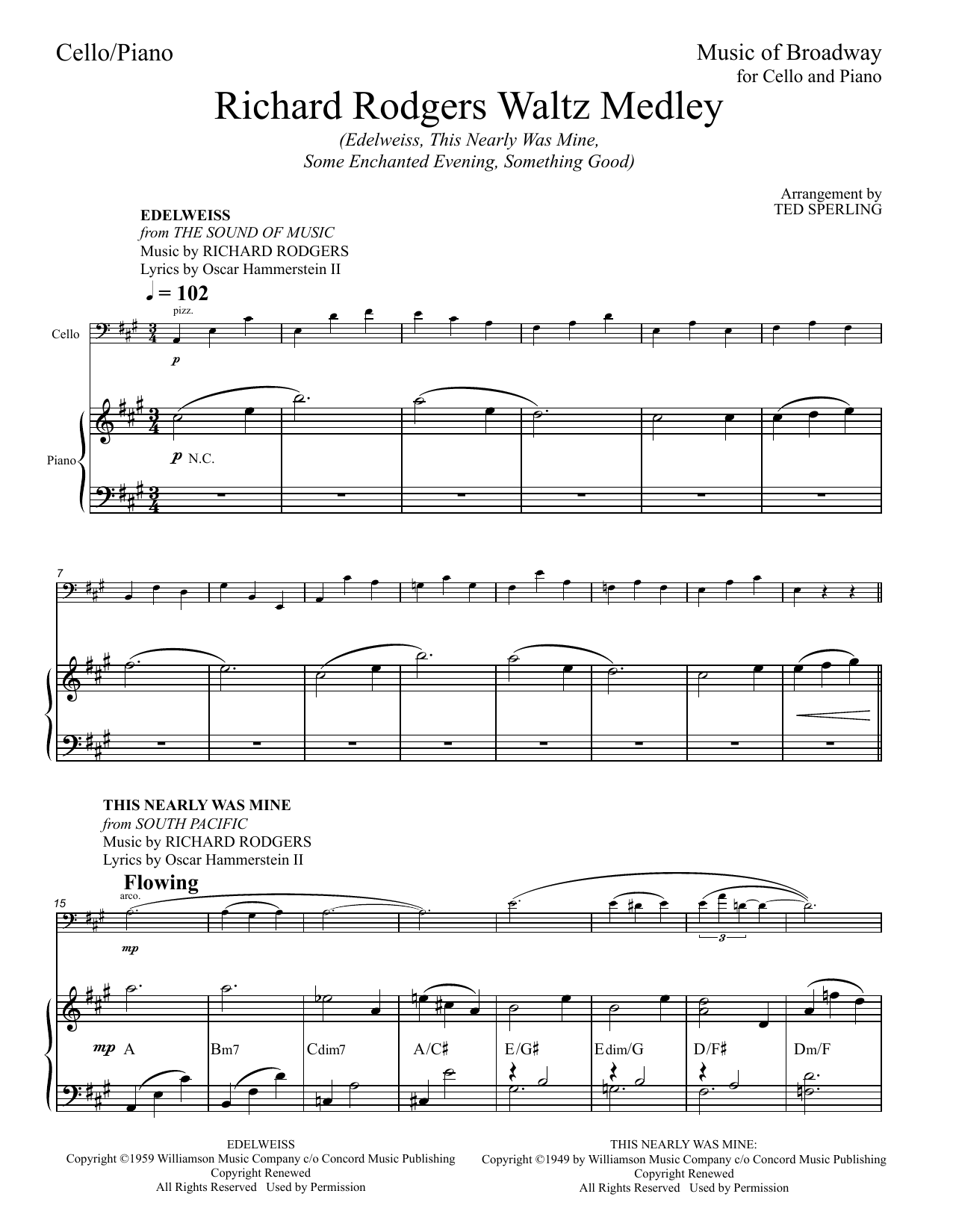 Rodgers & Hammerstein Richard Rodgers Waltz Medley (arr. Ted Sperling) Sheet Music Notes & Chords for Cello and Piano - Download or Print PDF