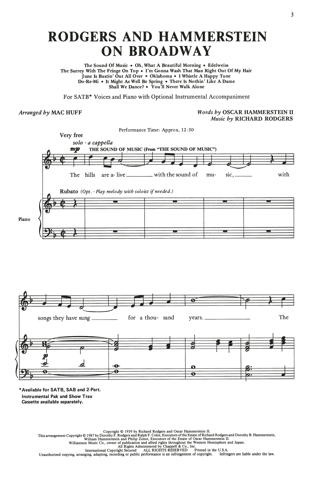 Rodgers & Hammerstein Rodgers and Hammerstein On Broadway (Medley) (arr. Mac Huff) Sheet Music Notes & Chords for SAB Choir - Download or Print PDF