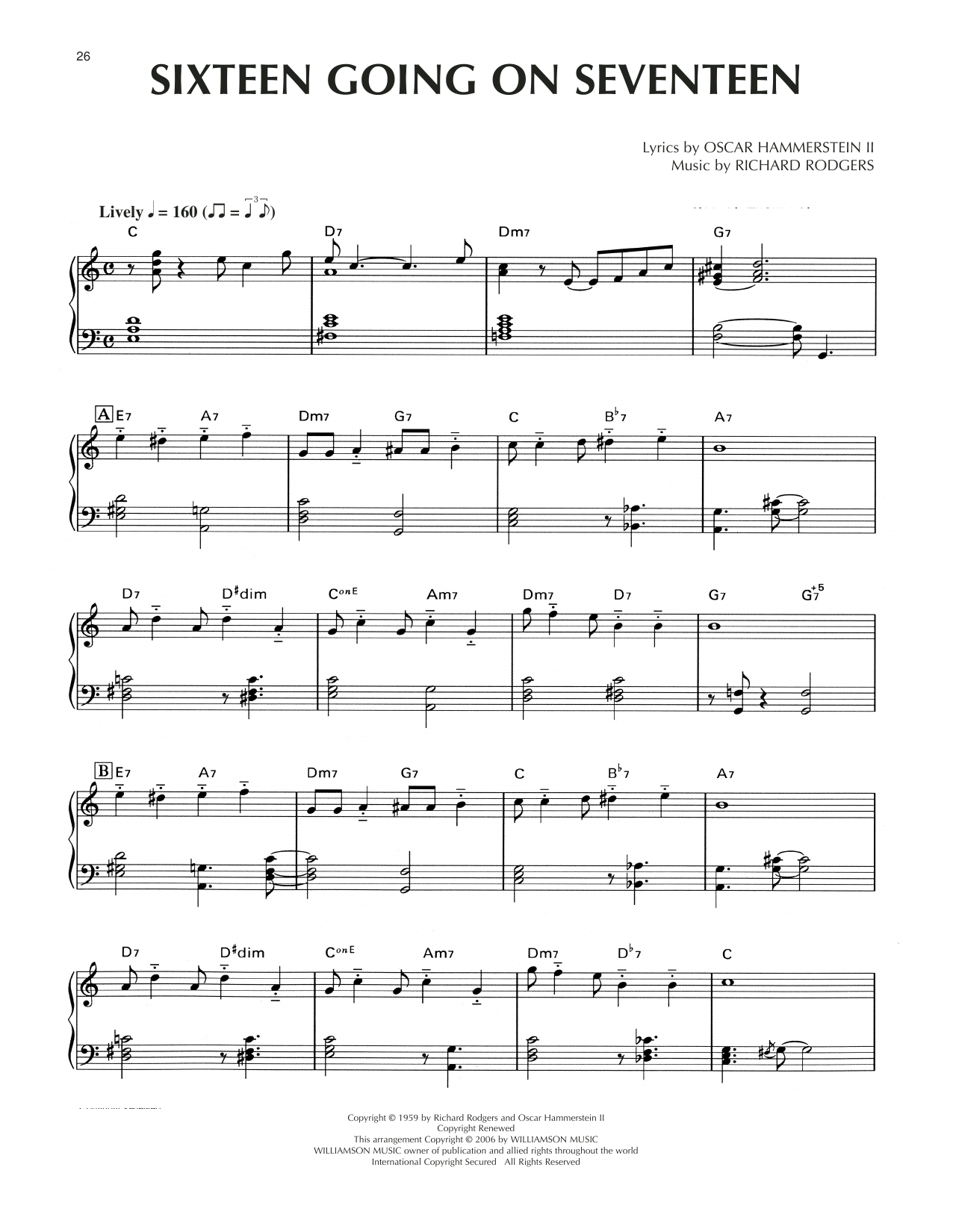 Rodgers & Hammerstein Sixteen Going On Seventeen [Jazz version] (from The Sound Of Music) Sheet Music Notes & Chords for Piano Solo - Download or Print PDF