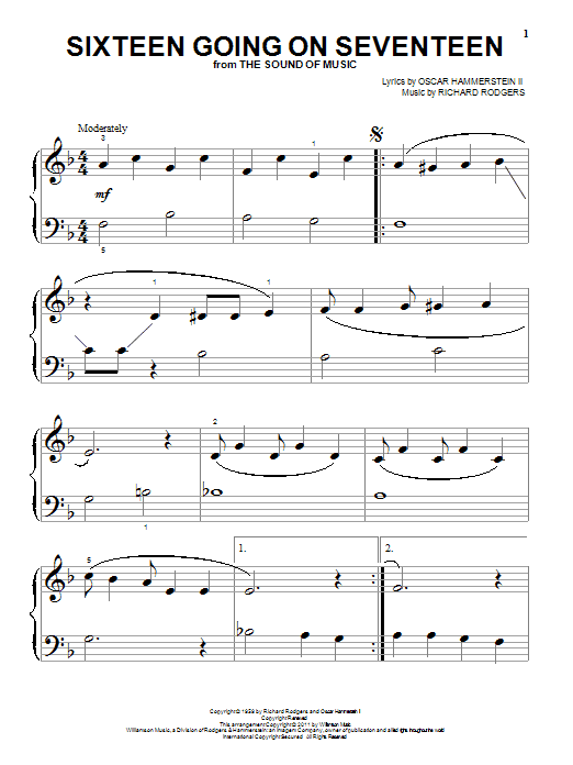 Rodgers & Hammerstein Sixteen Going On Seventeen Sheet Music Notes & Chords for Violin - Download or Print PDF