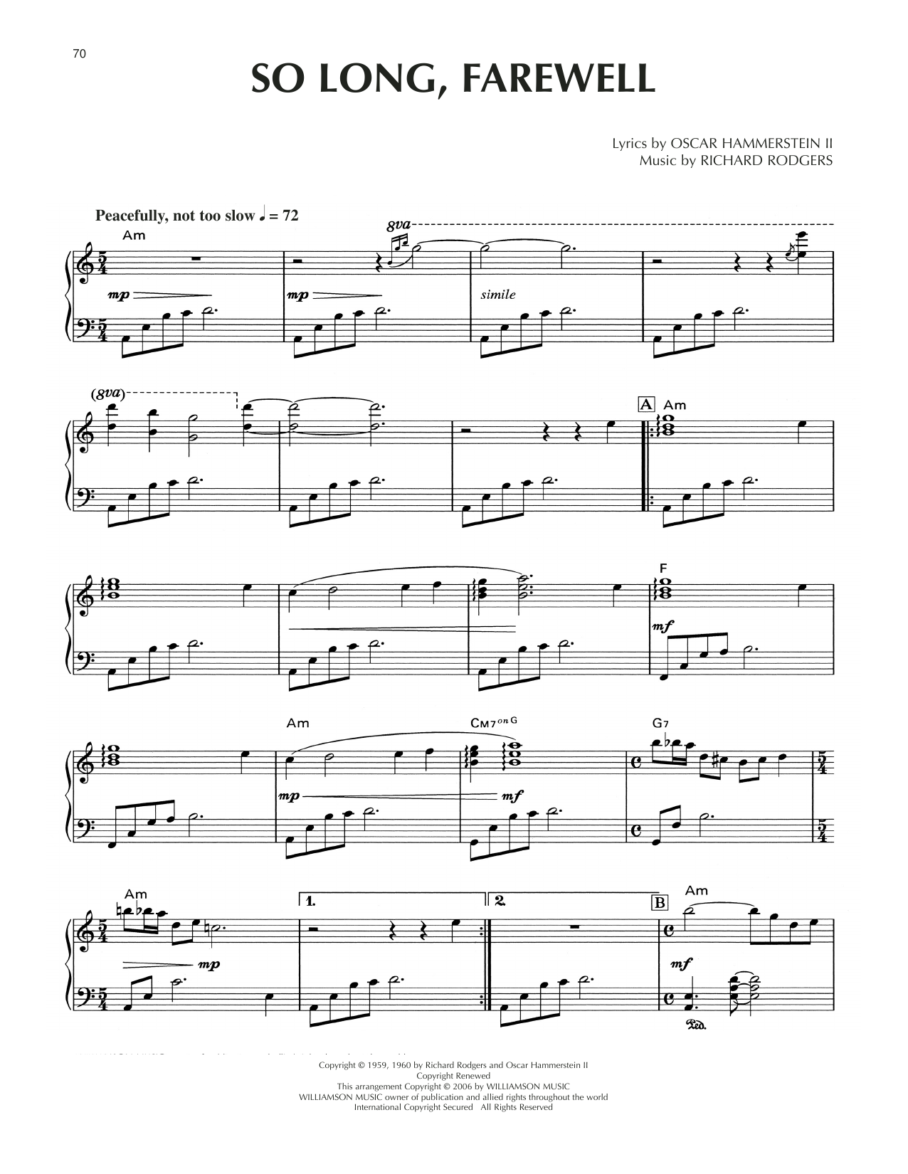 Rodgers & Hammerstein So Long, Farewell [Jazz version] (from The Sound Of Music) Sheet Music Notes & Chords for Piano Solo - Download or Print PDF