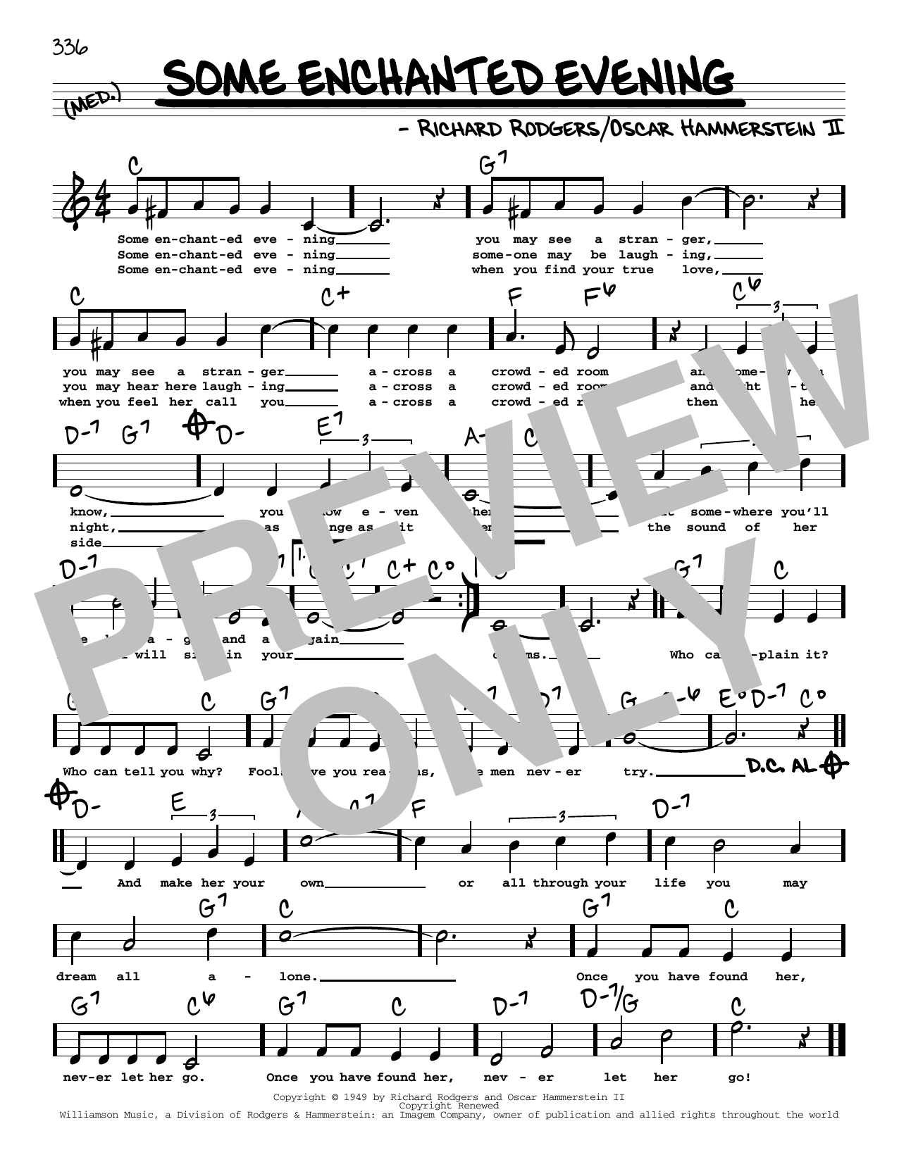 Rodgers & Hammerstein Some Enchanted Evening (High Voice) (from South Pacific) Sheet Music Notes & Chords for Real Book – Melody, Lyrics & Chords - Download or Print PDF